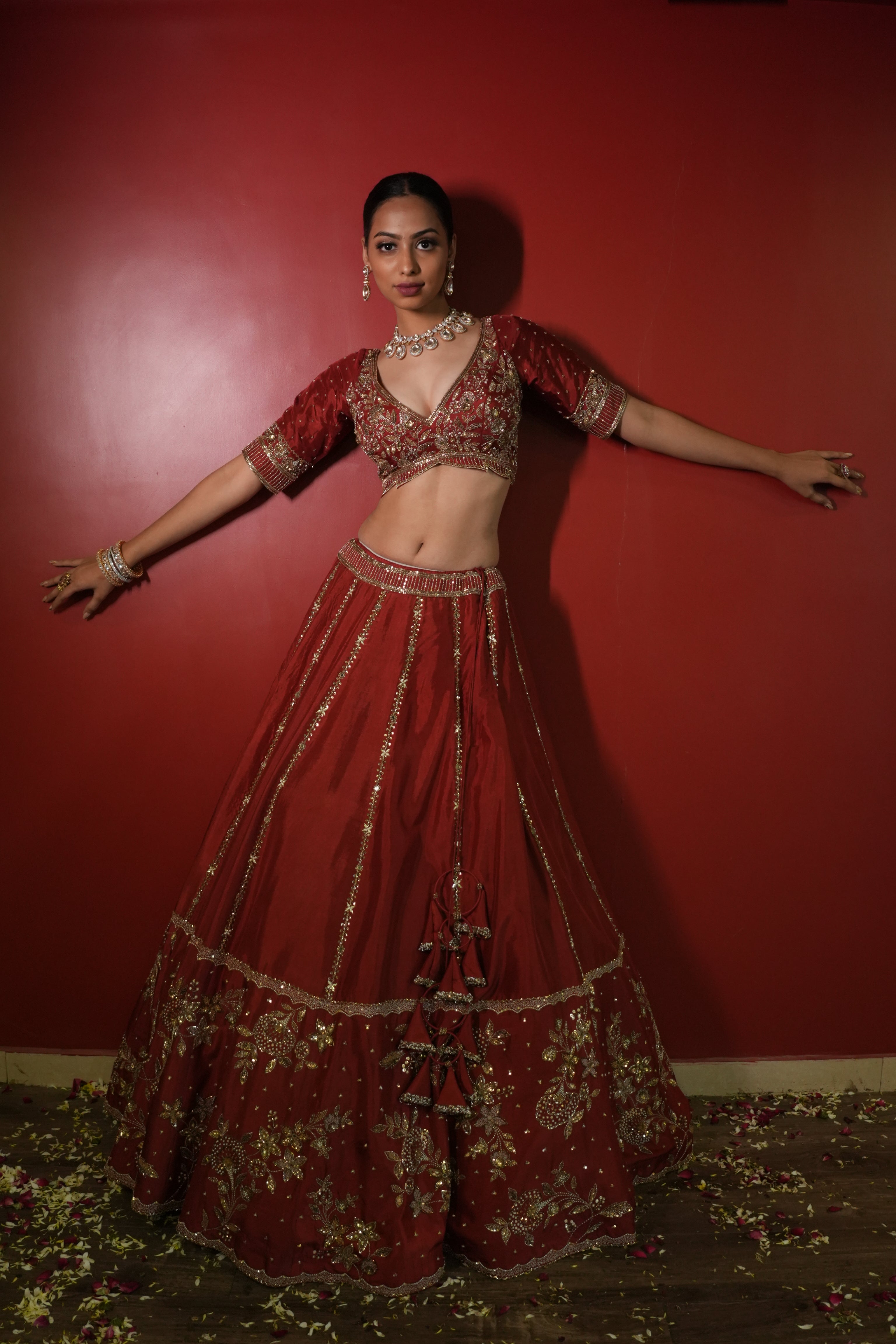Maroon Rust Lehenga Set