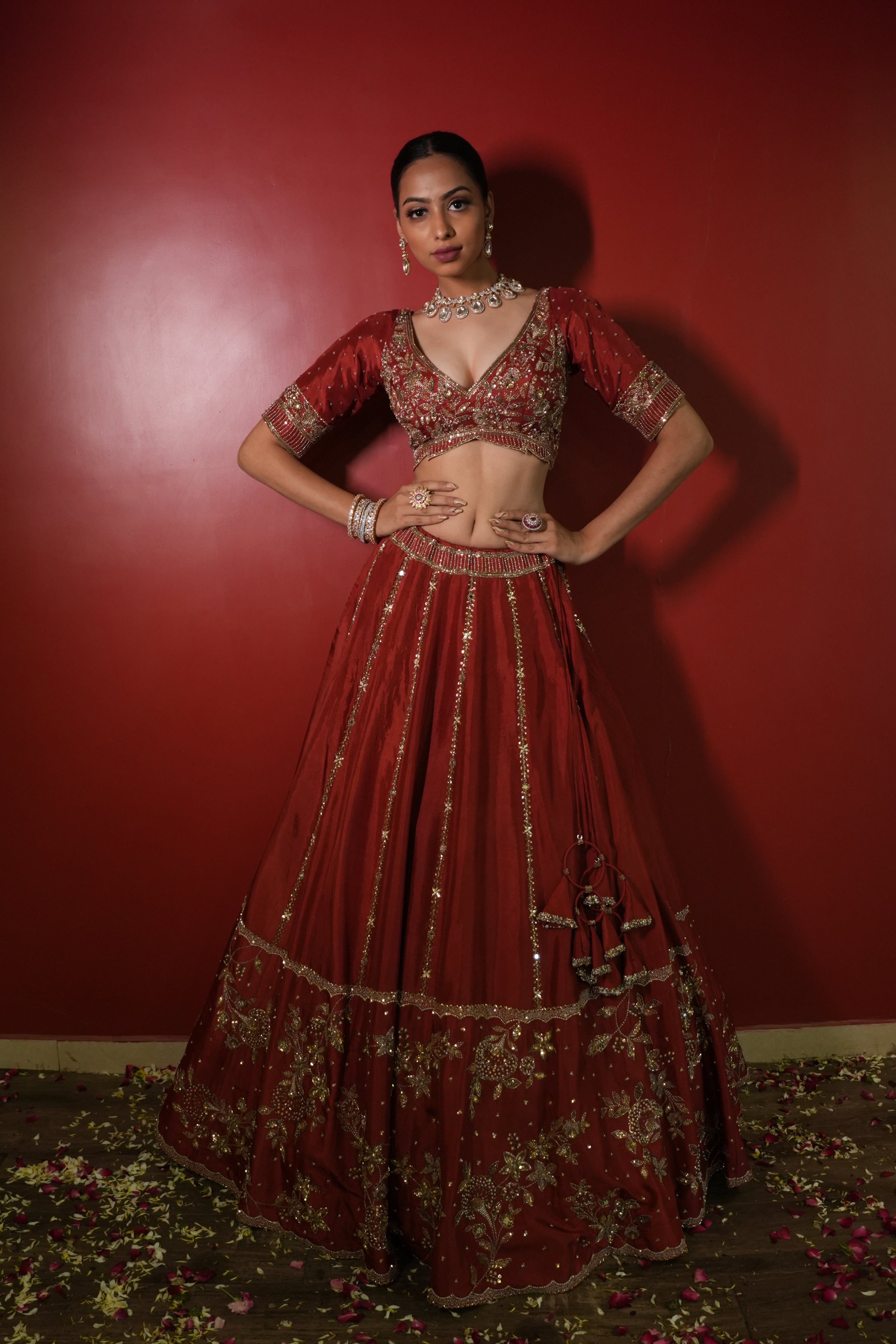 Maroon Rust Lehenga Set
