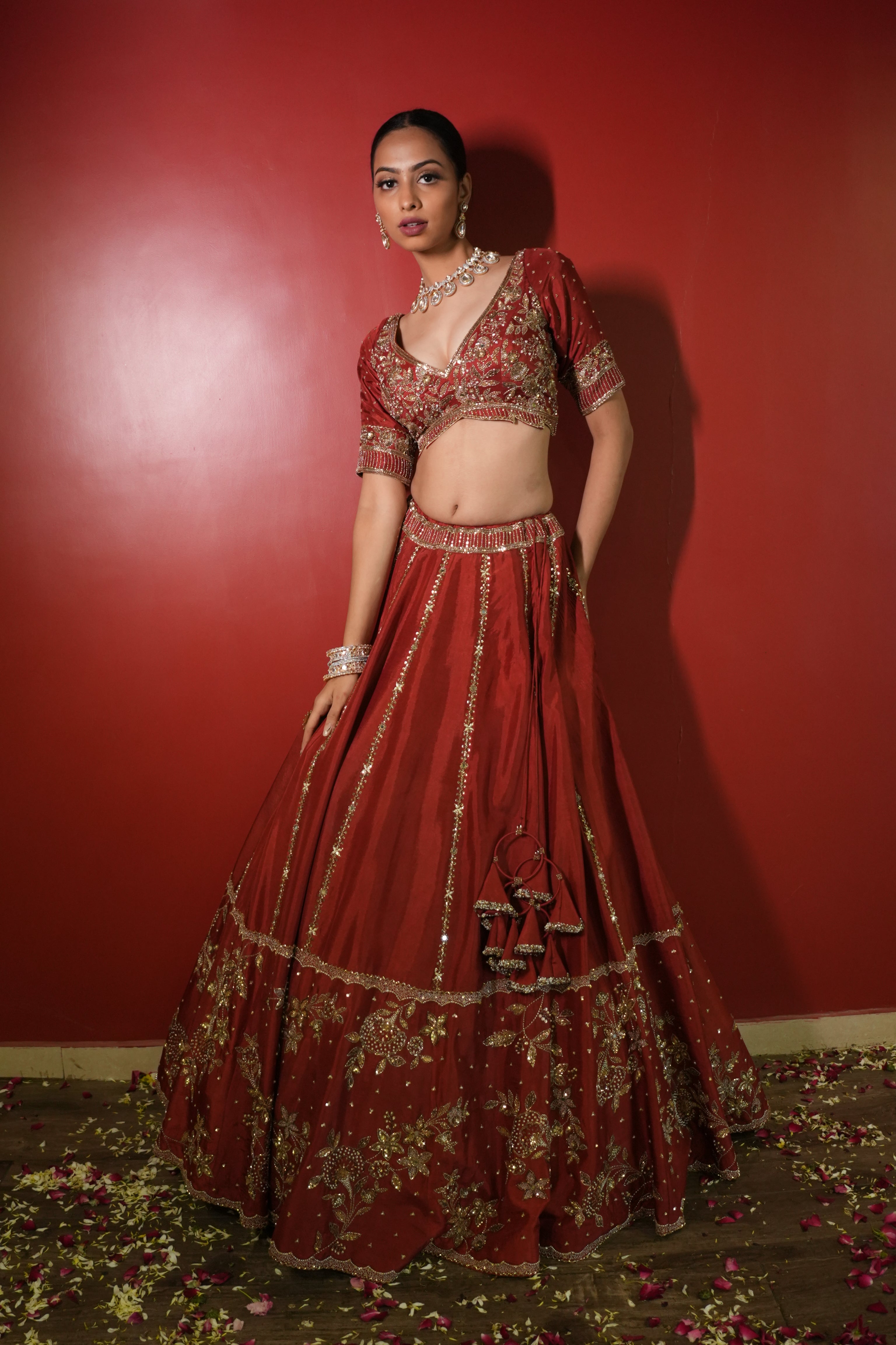 Maroon Rust Lehenga Set