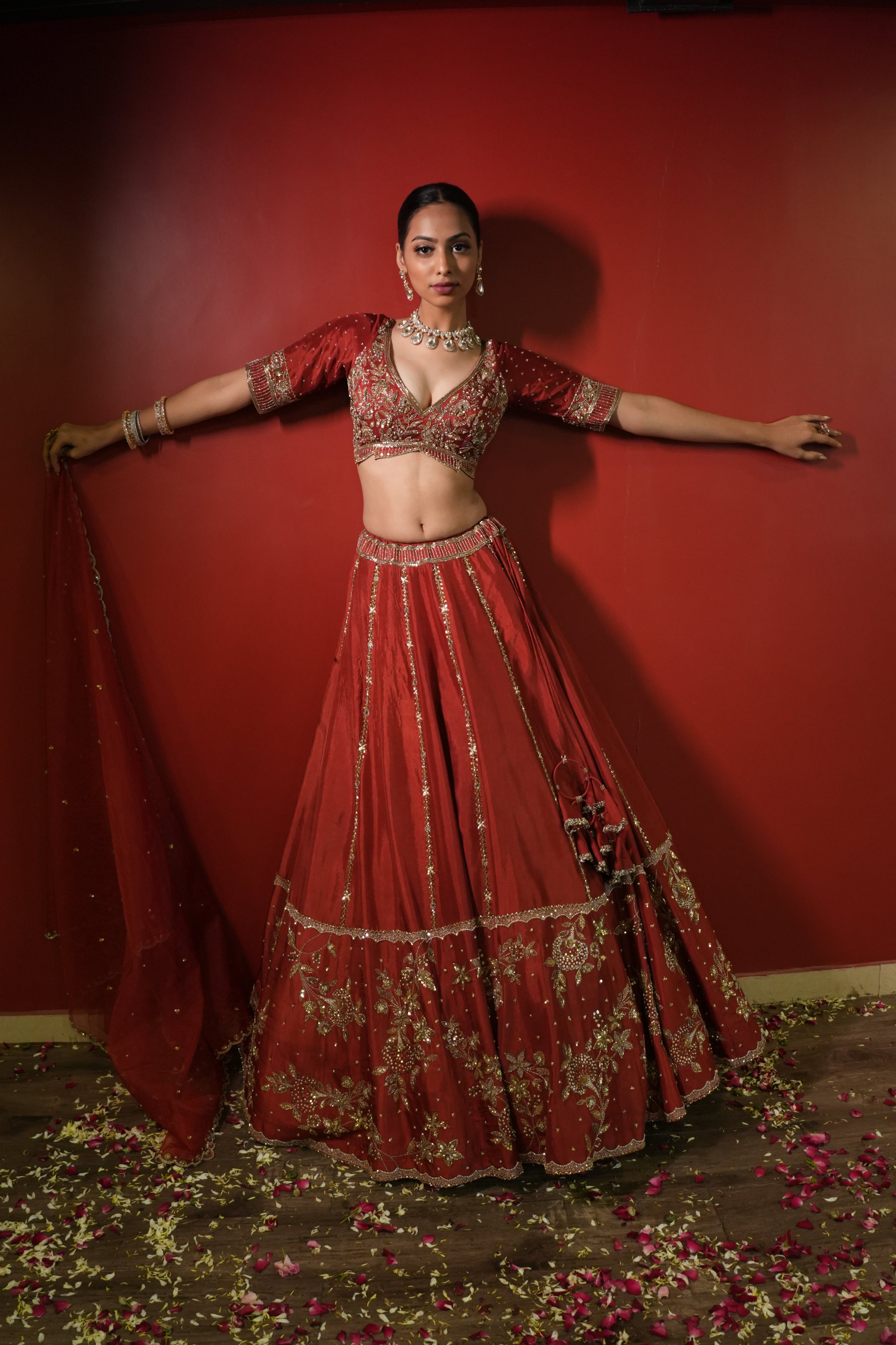 Maroon Rust Lehenga Set
