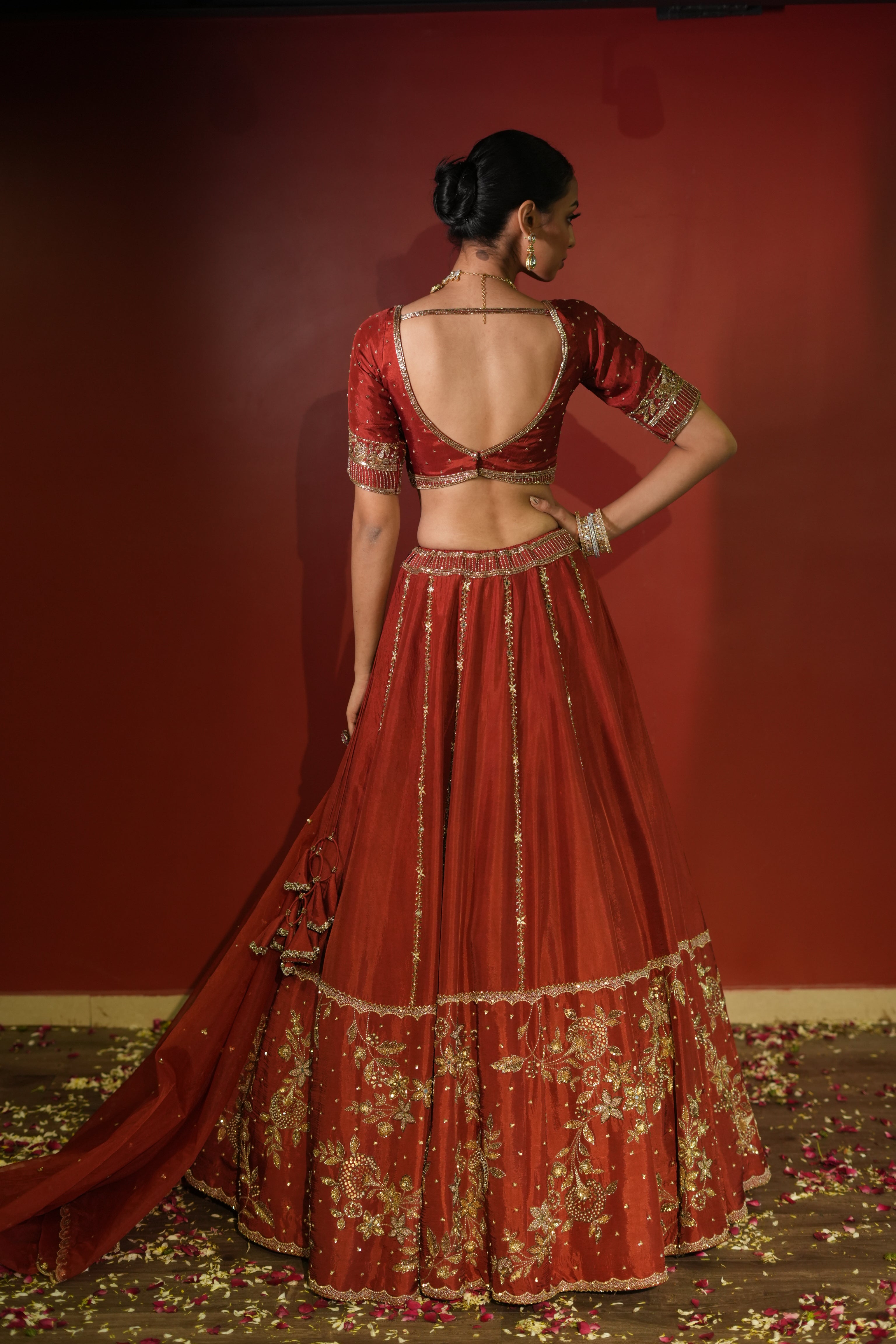 Maroon Rust Lehenga Set