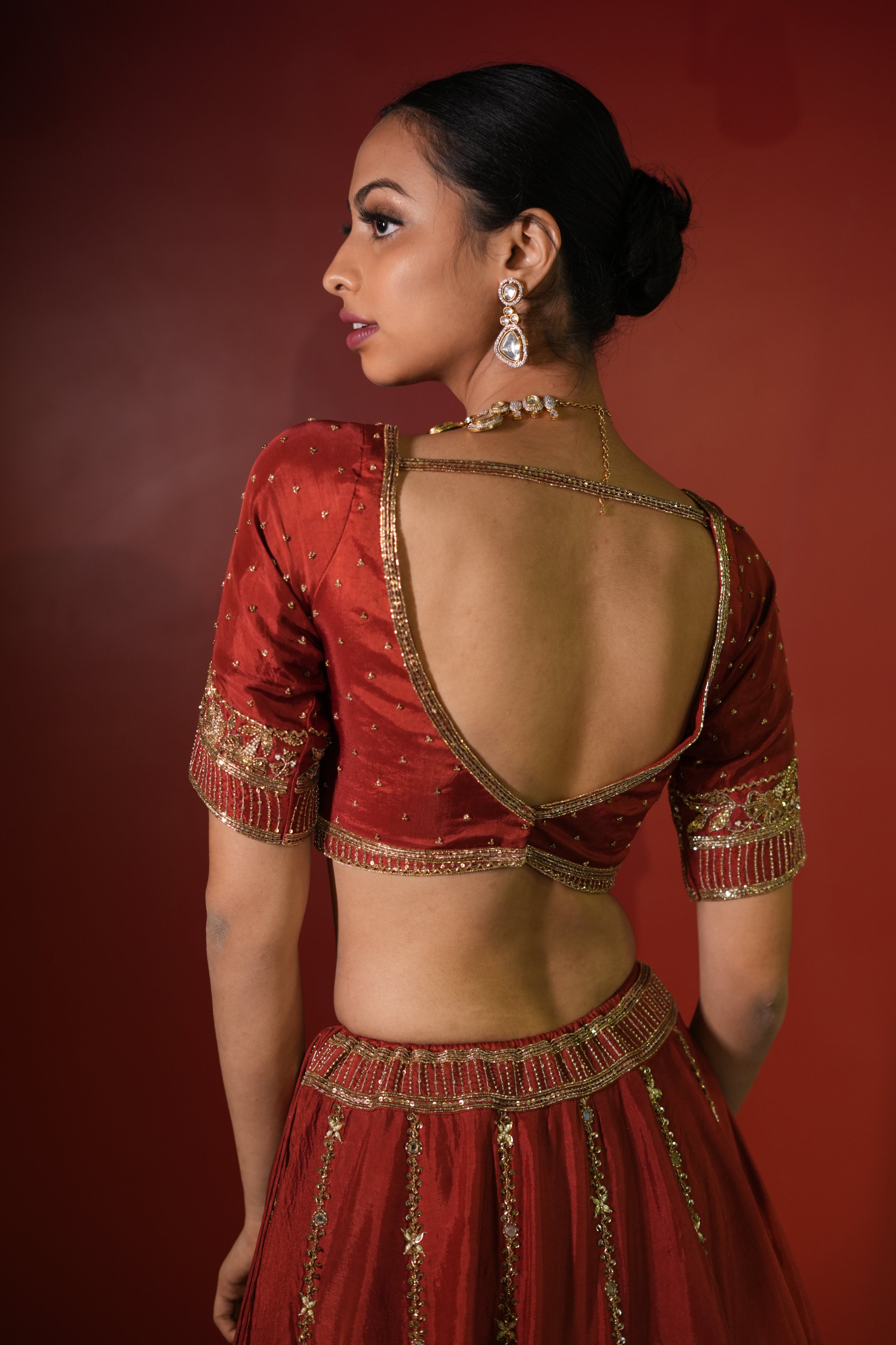 Maroon Rust Lehenga Set