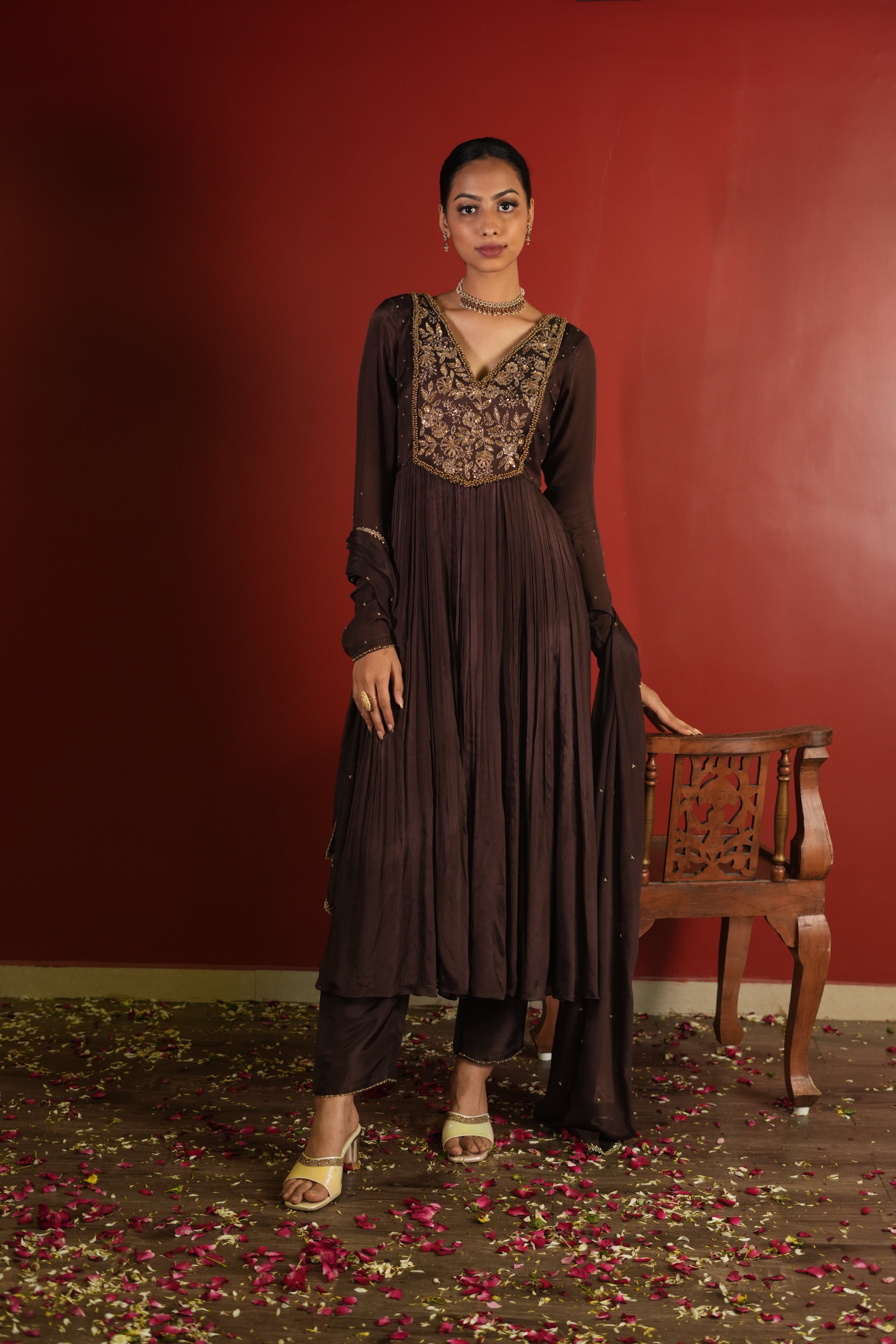 Dark Brown Dress With Pants