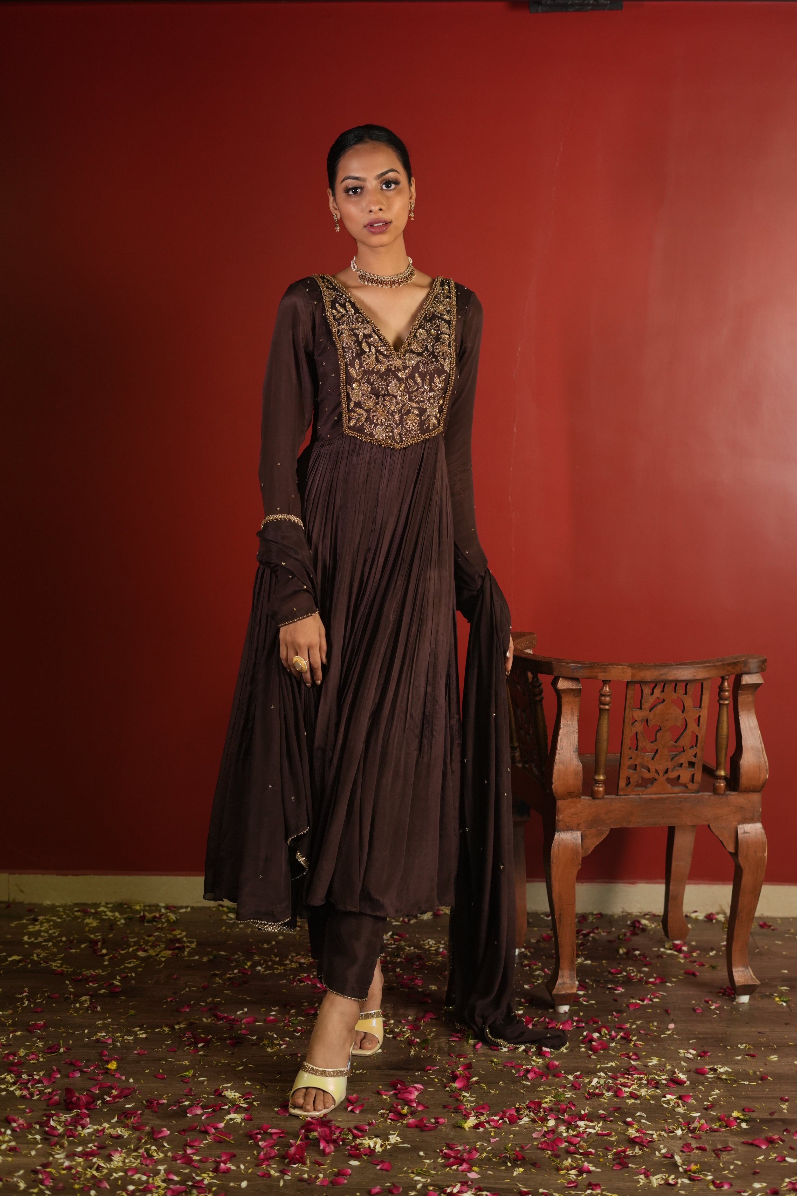 Dark Brown Dress With Pants