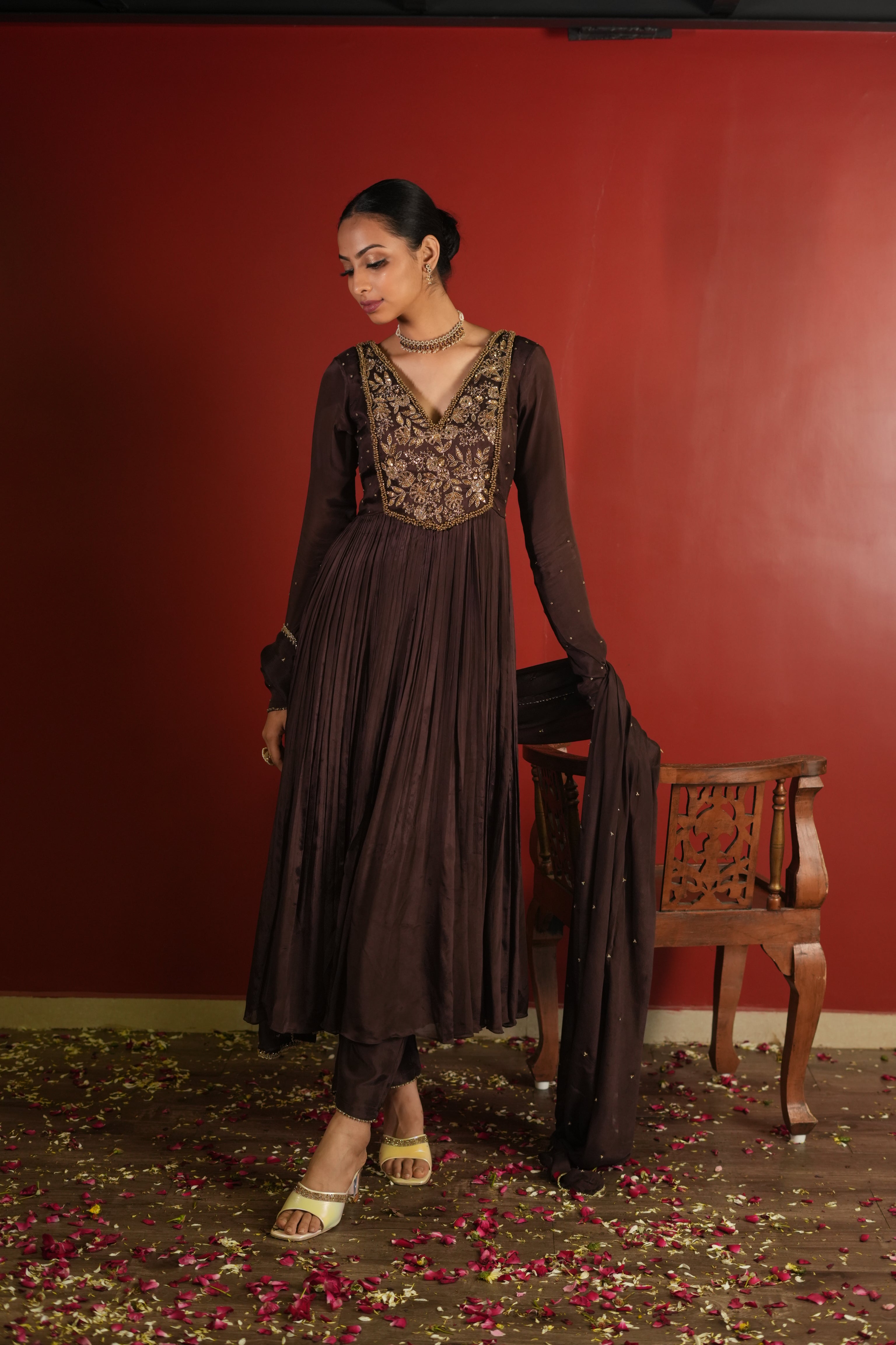 Dark Brown Dress With Pants