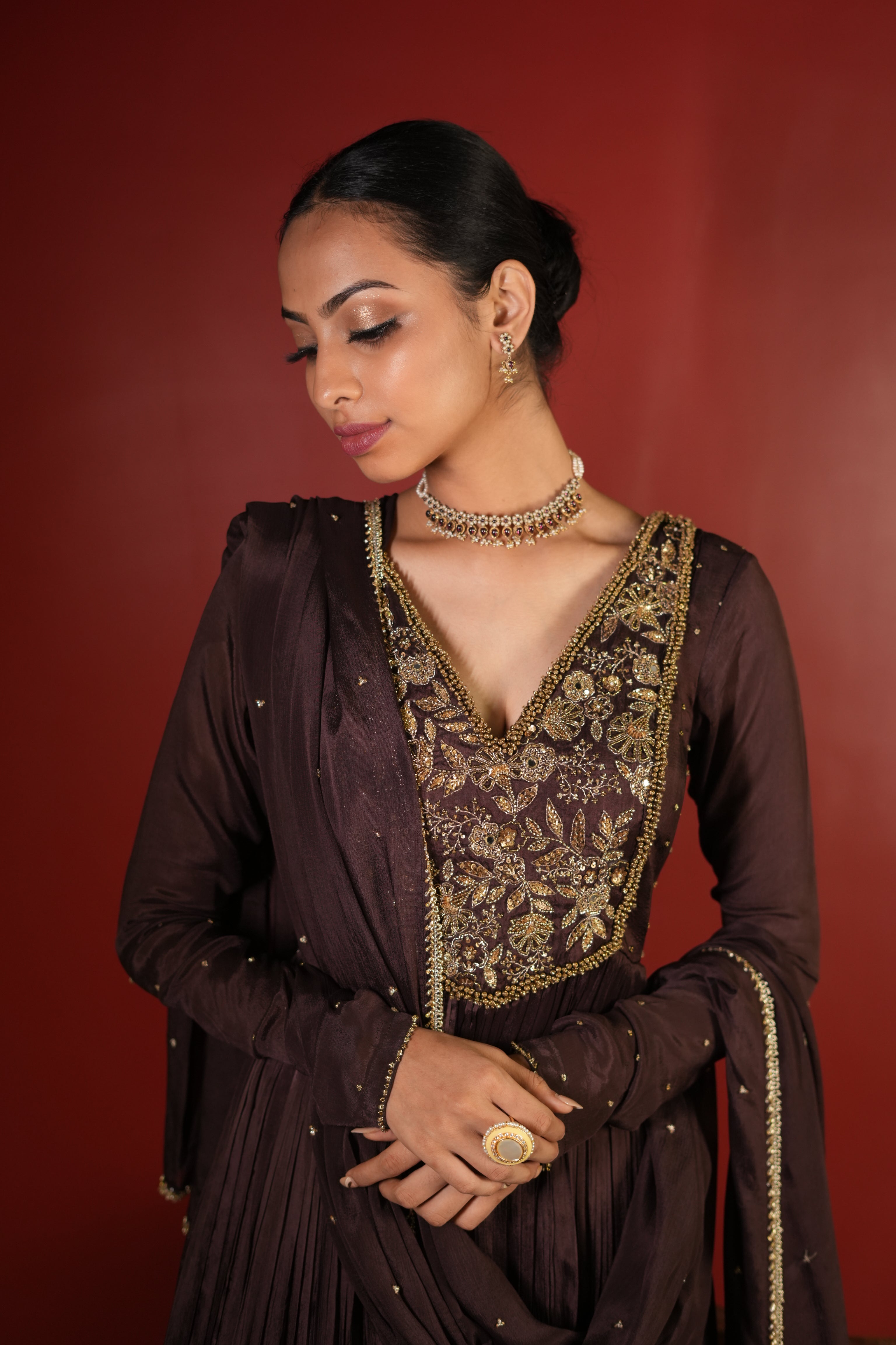 Dark Brown Dress With Pants