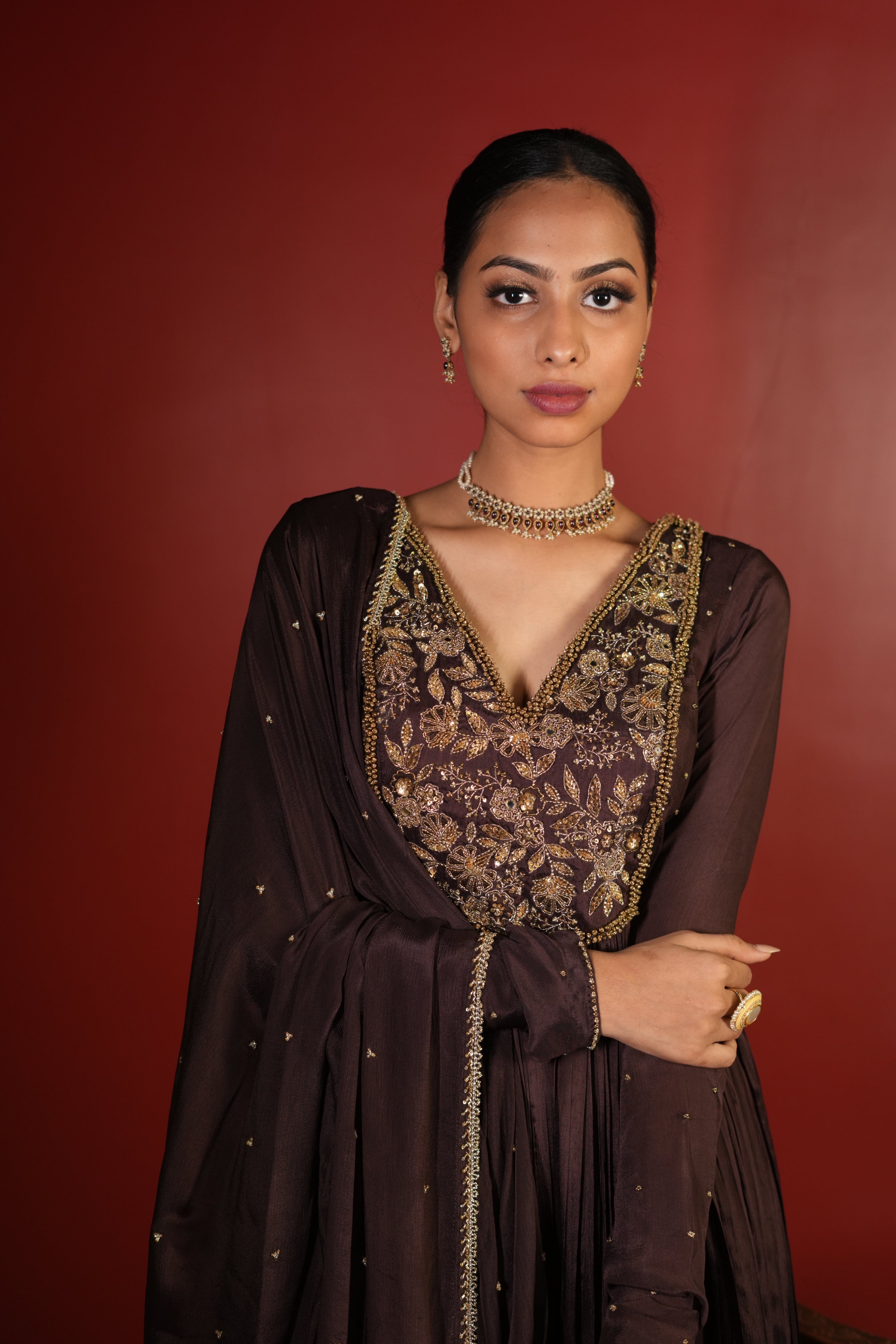 Dark Brown Dress With Pants