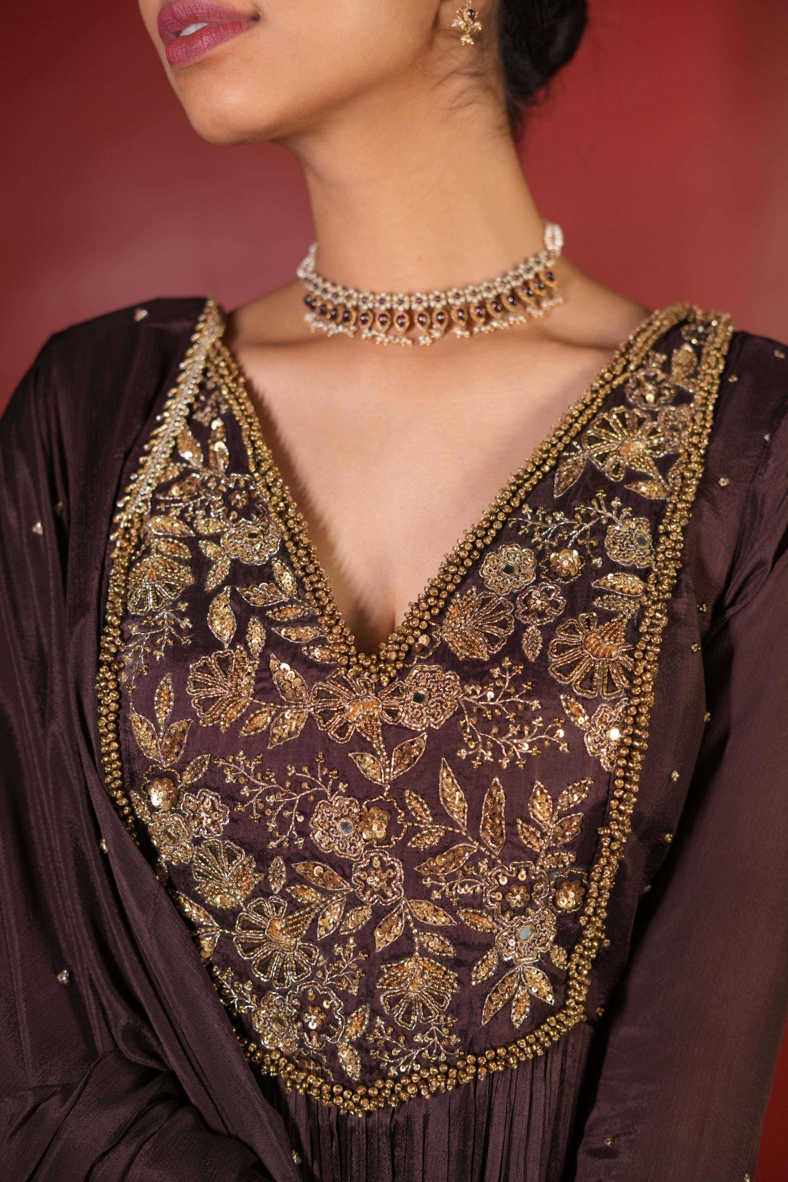 Dark Brown Dress With Pants