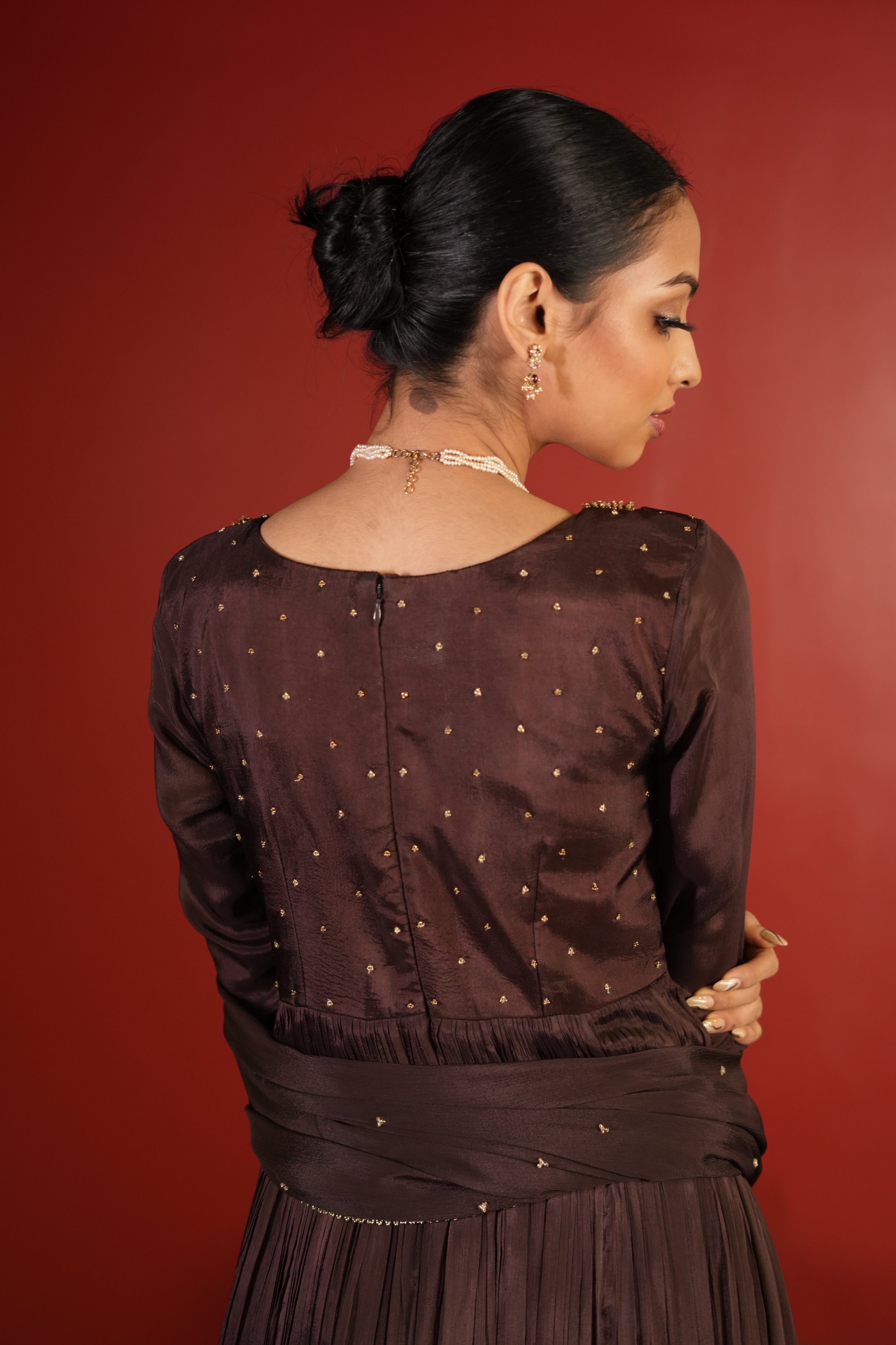 Dark Brown Dress With Pants