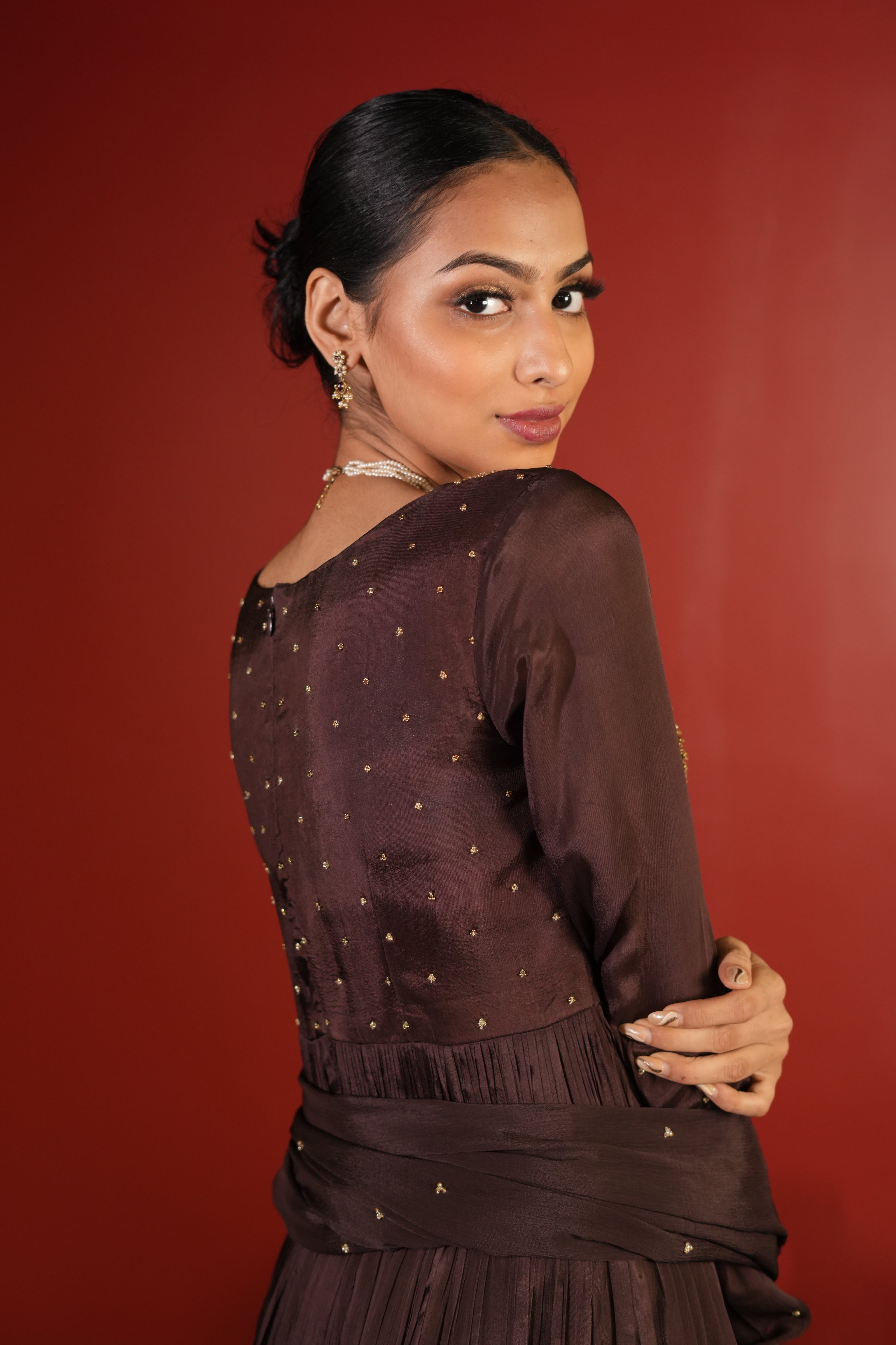 Dark Brown Dress With Pants