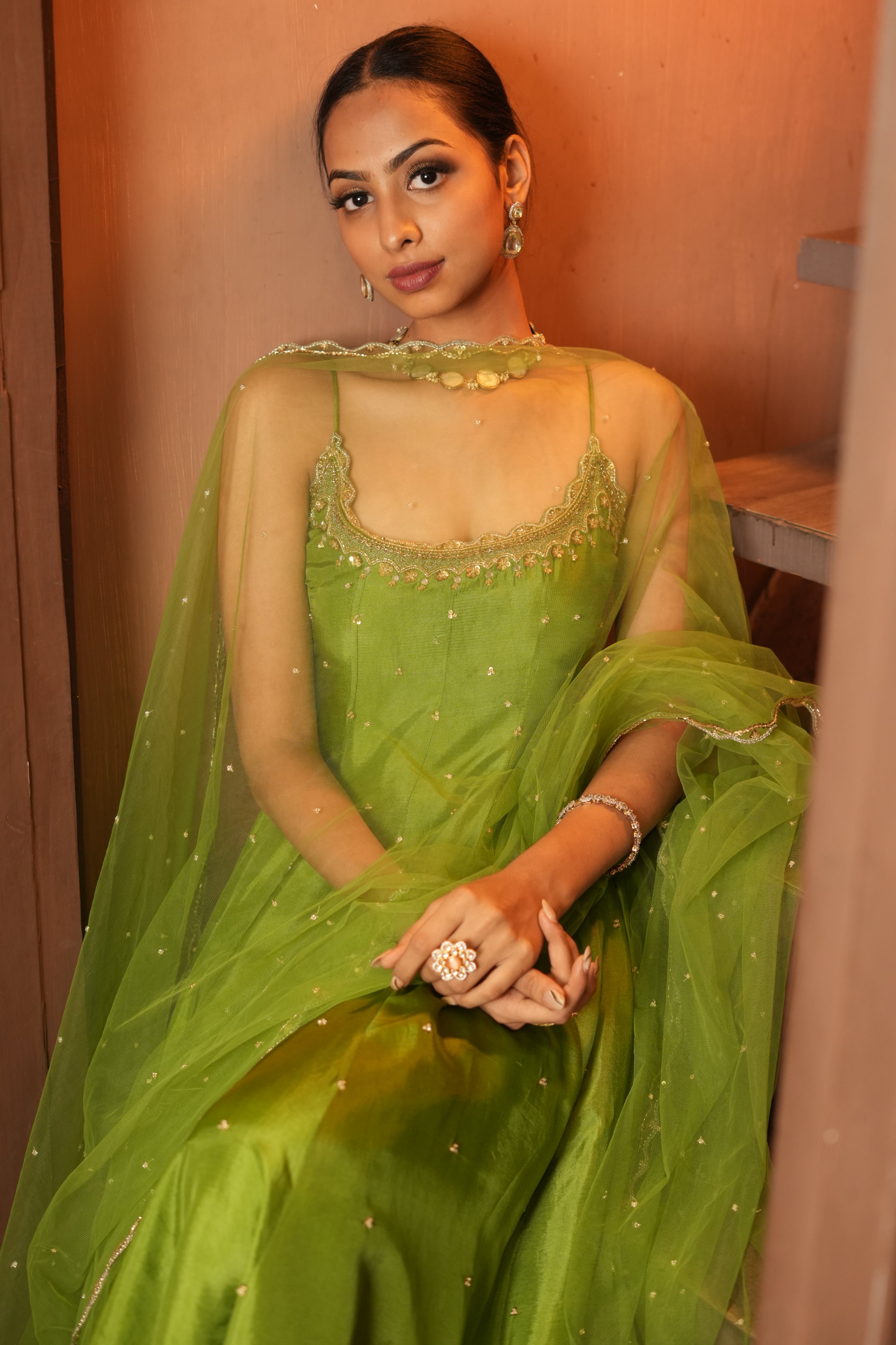 Green Dress With Pants