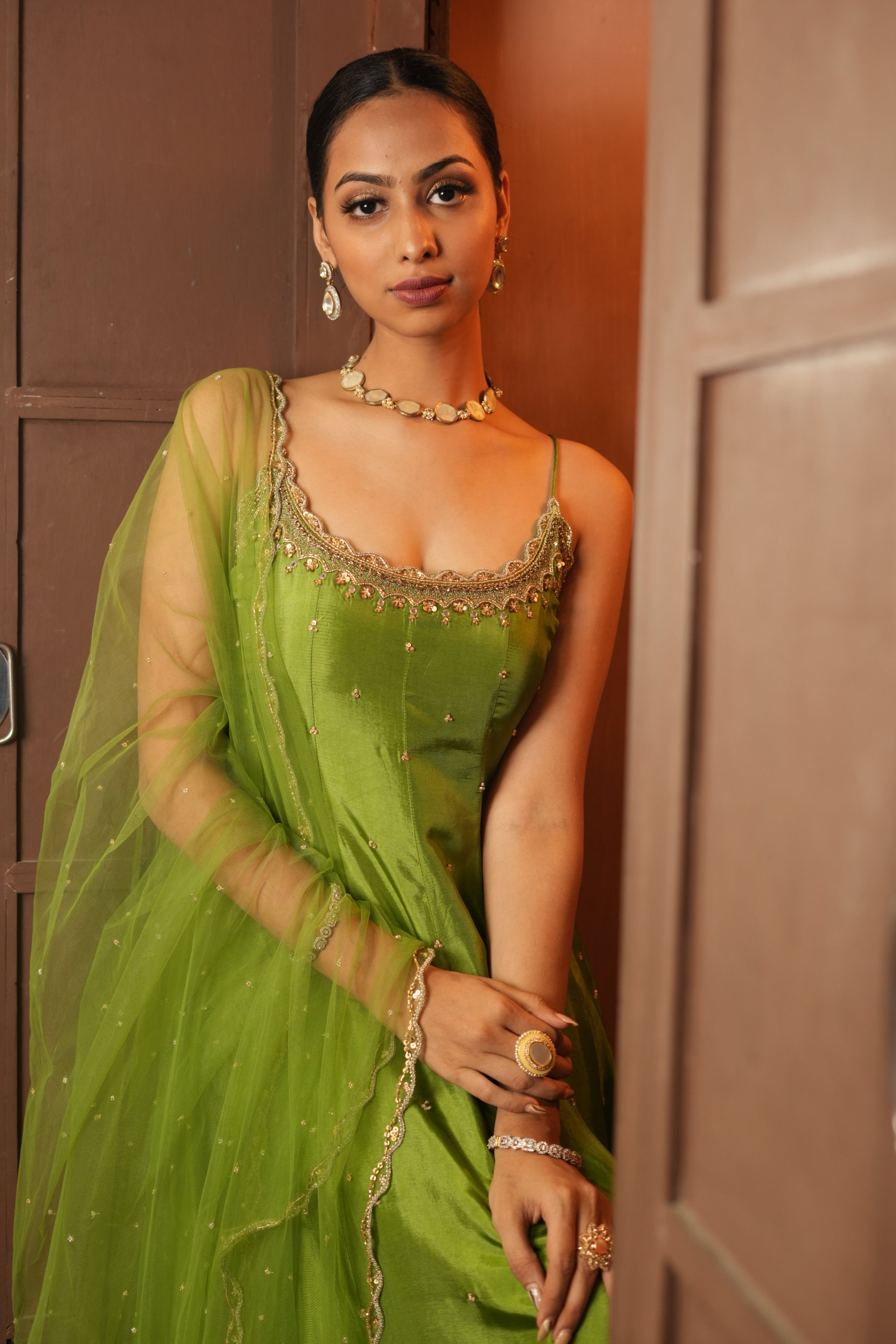 Green Dress With Pants