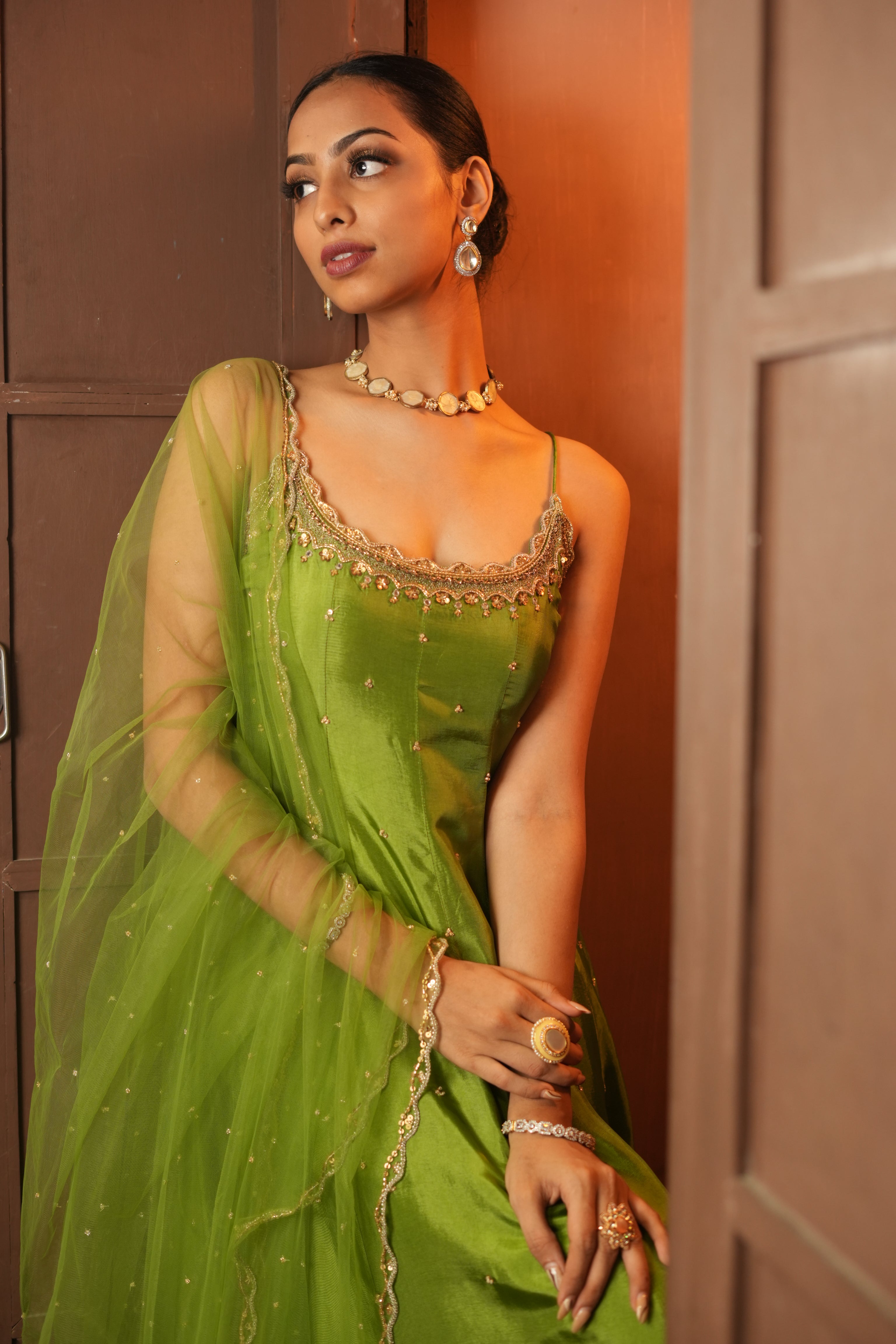 Green Dress With Pants
