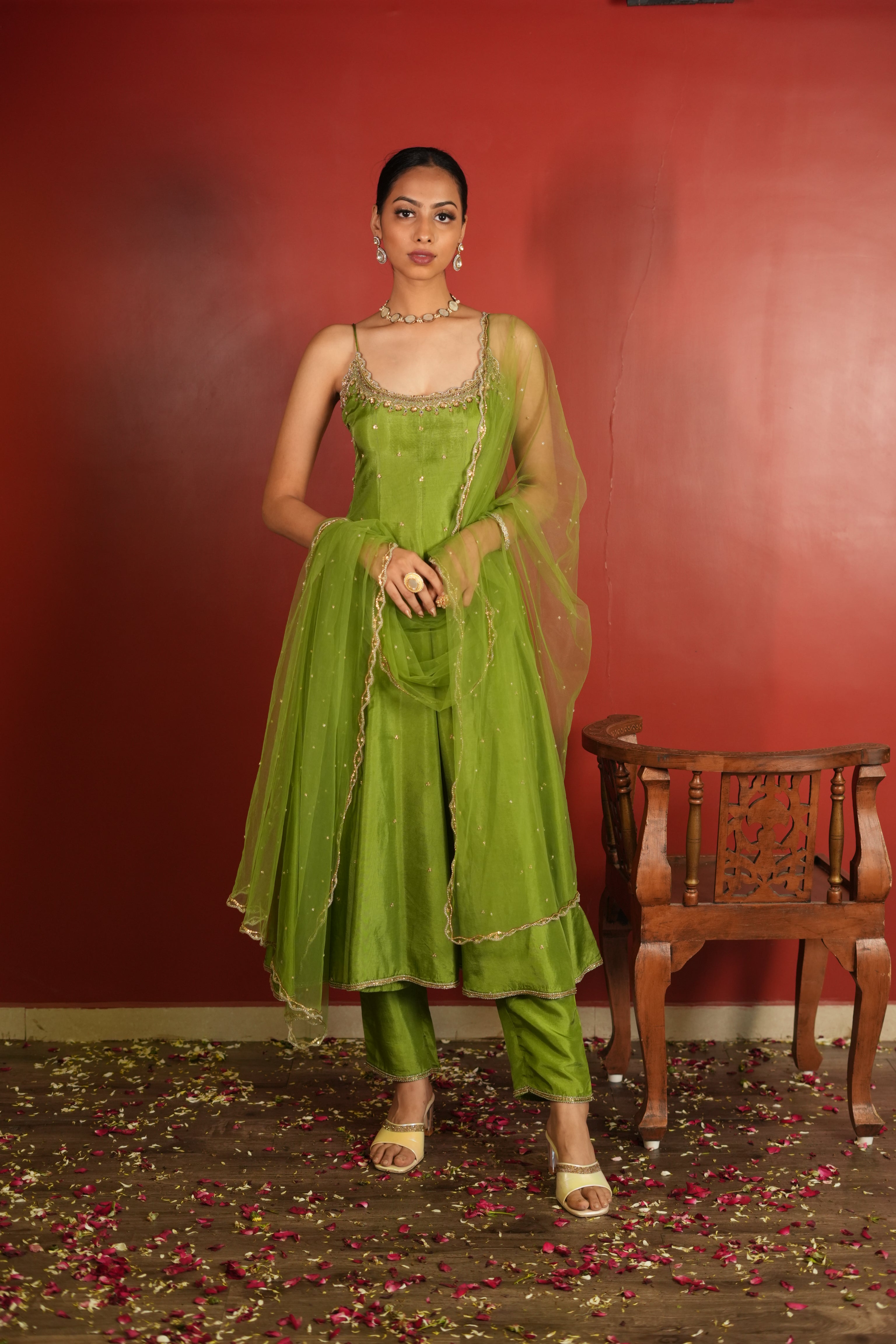 Green Dress With Pants