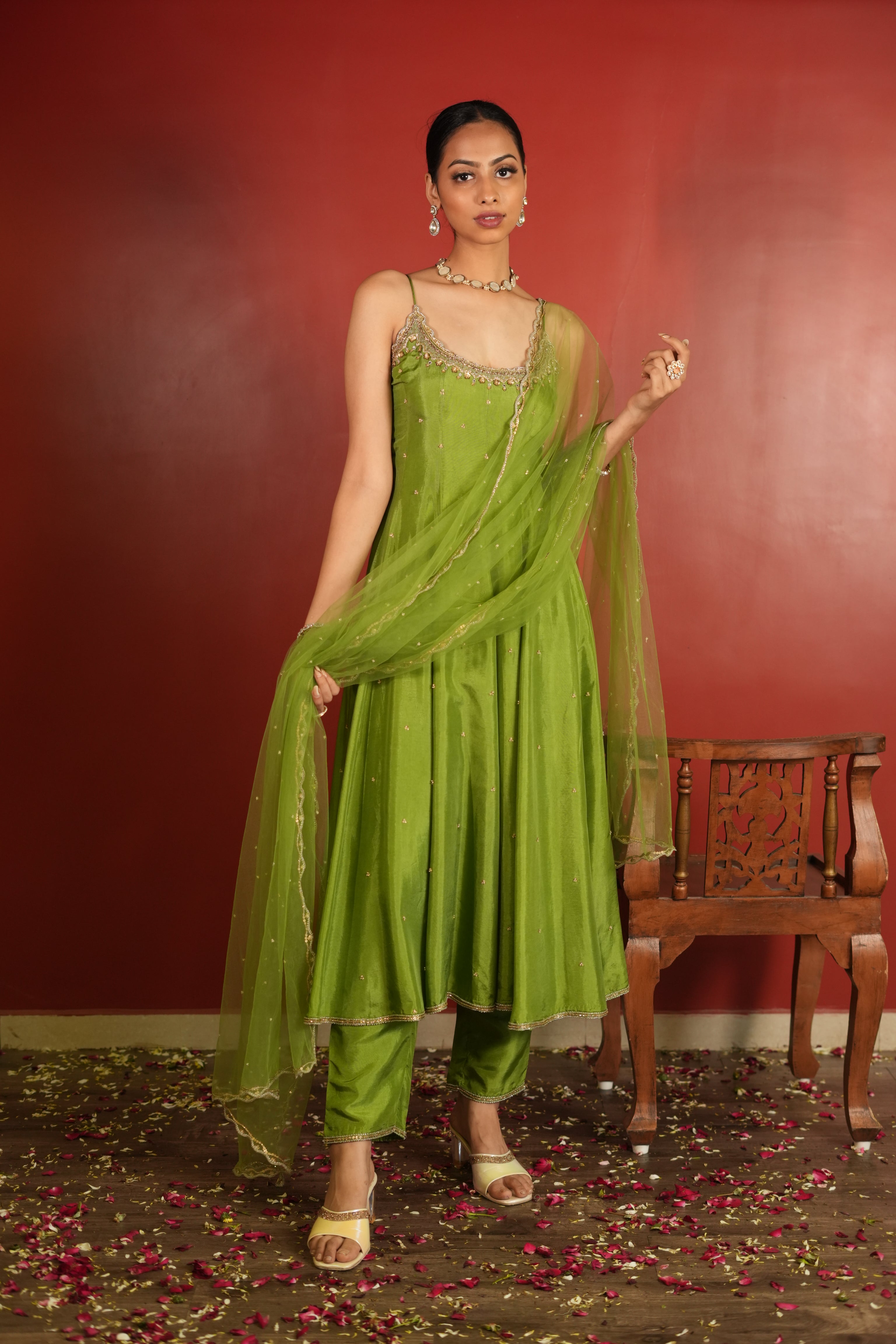Green Dress With Pants