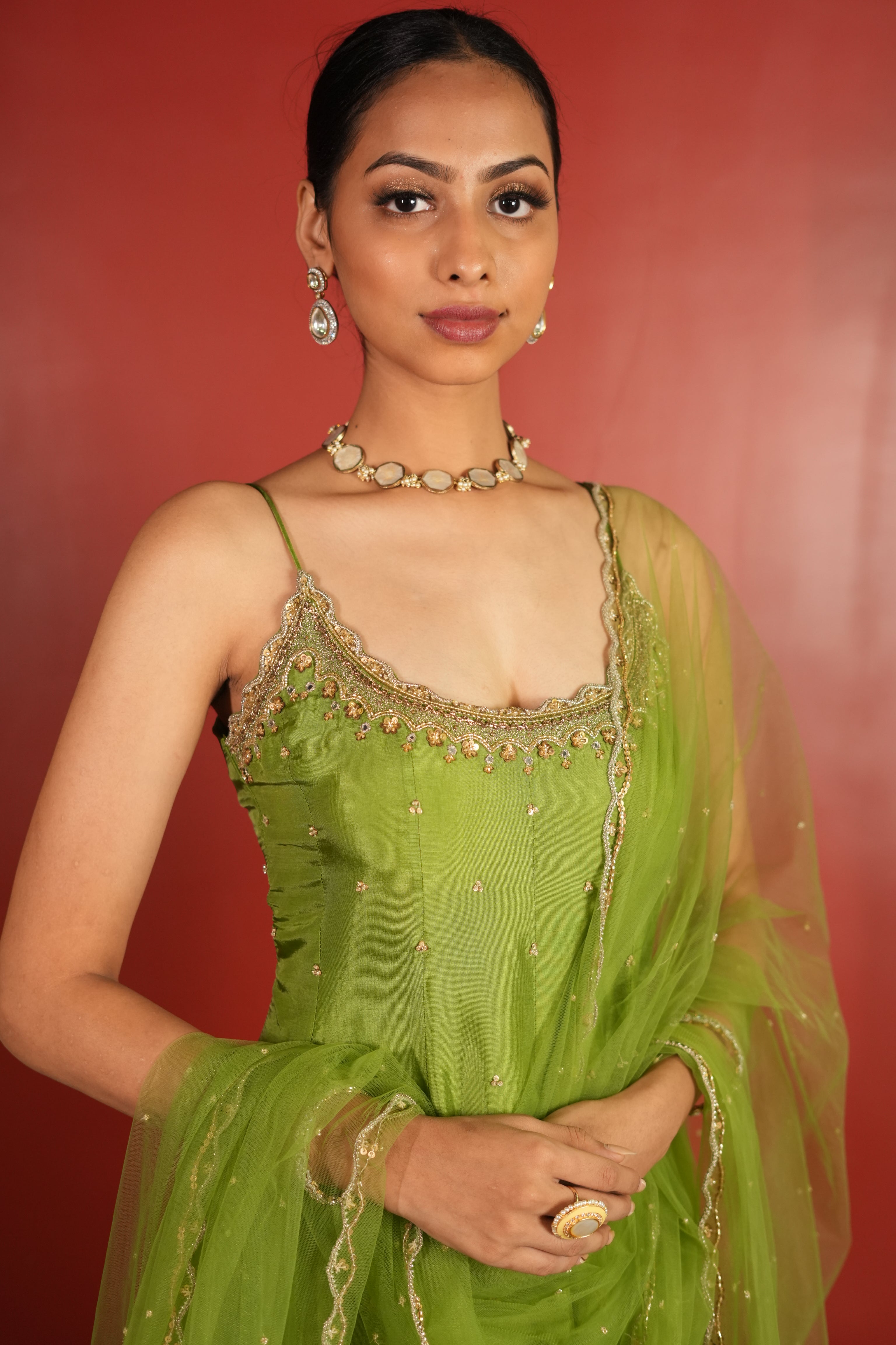 Green Dress With Pants