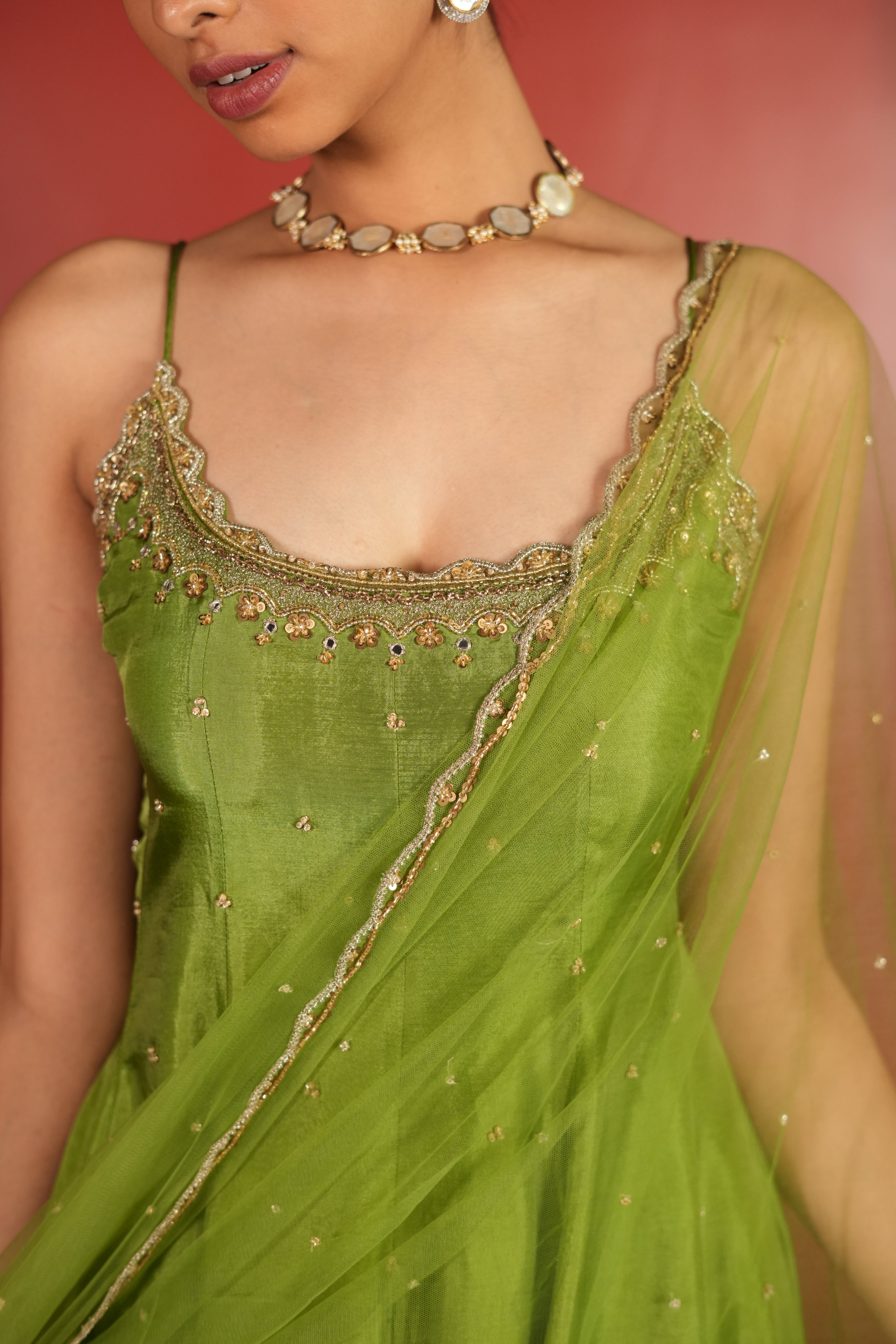 Green Dress With Pants