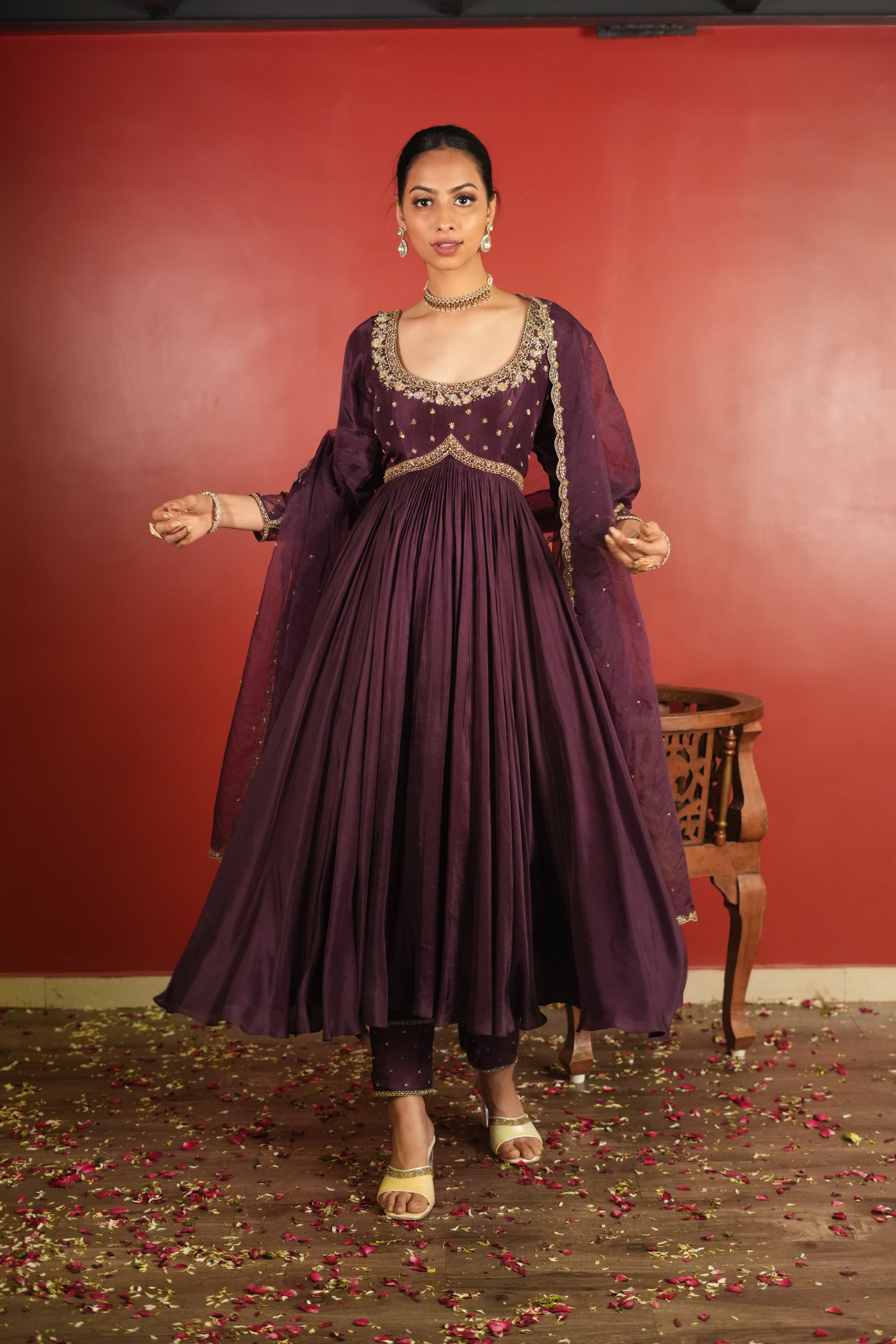 Dark Purple Dress With Pants