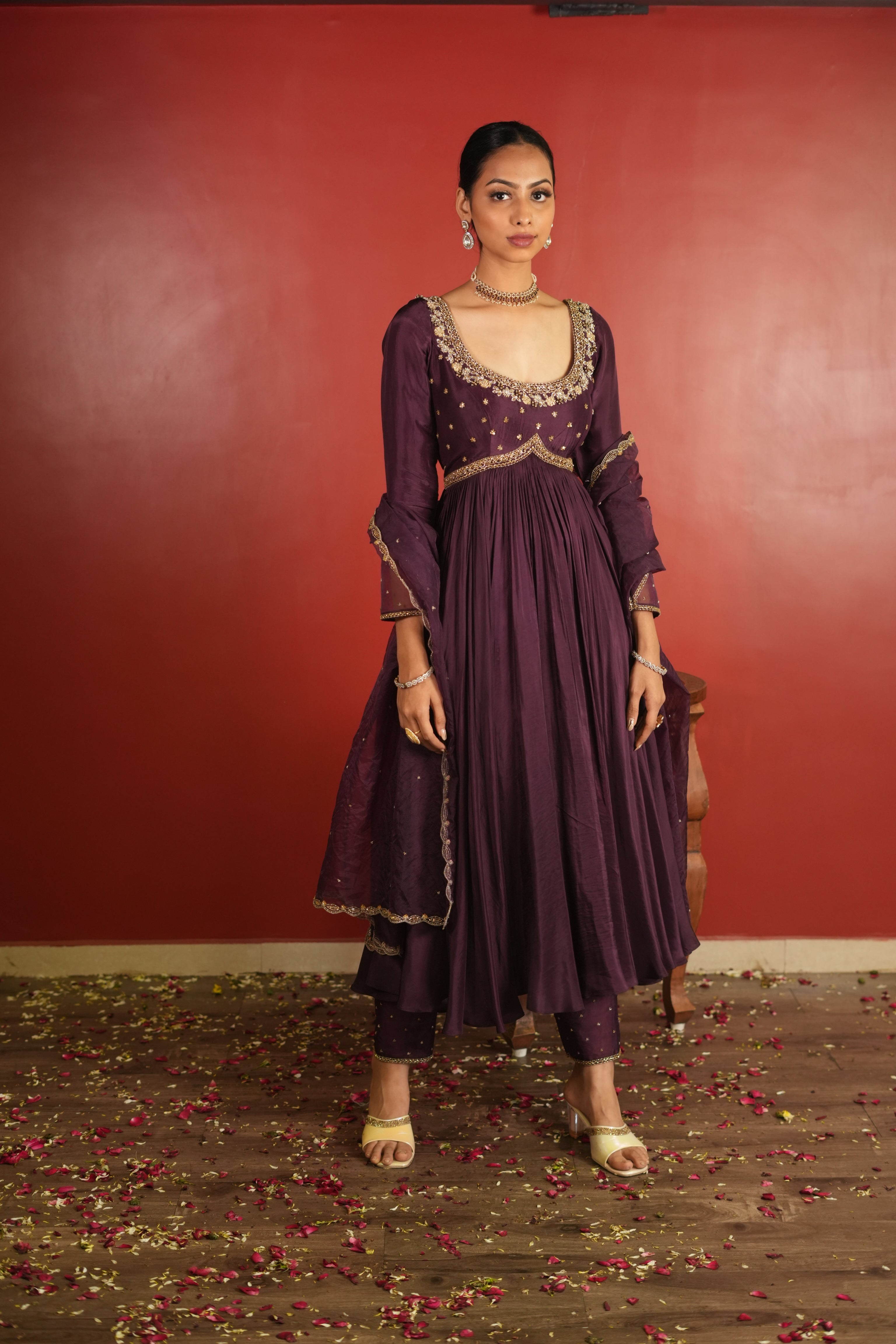 Dark Purple Dress With Pants