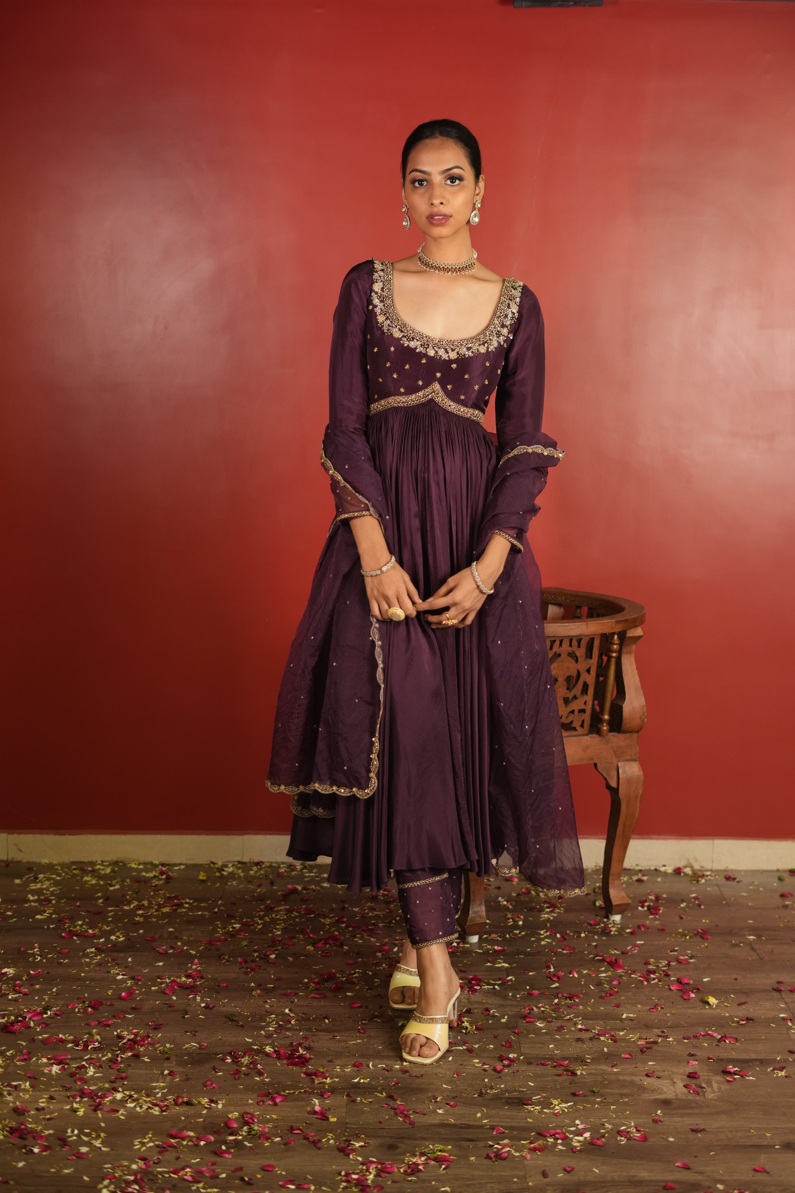 Dark Purple Dress With Pants