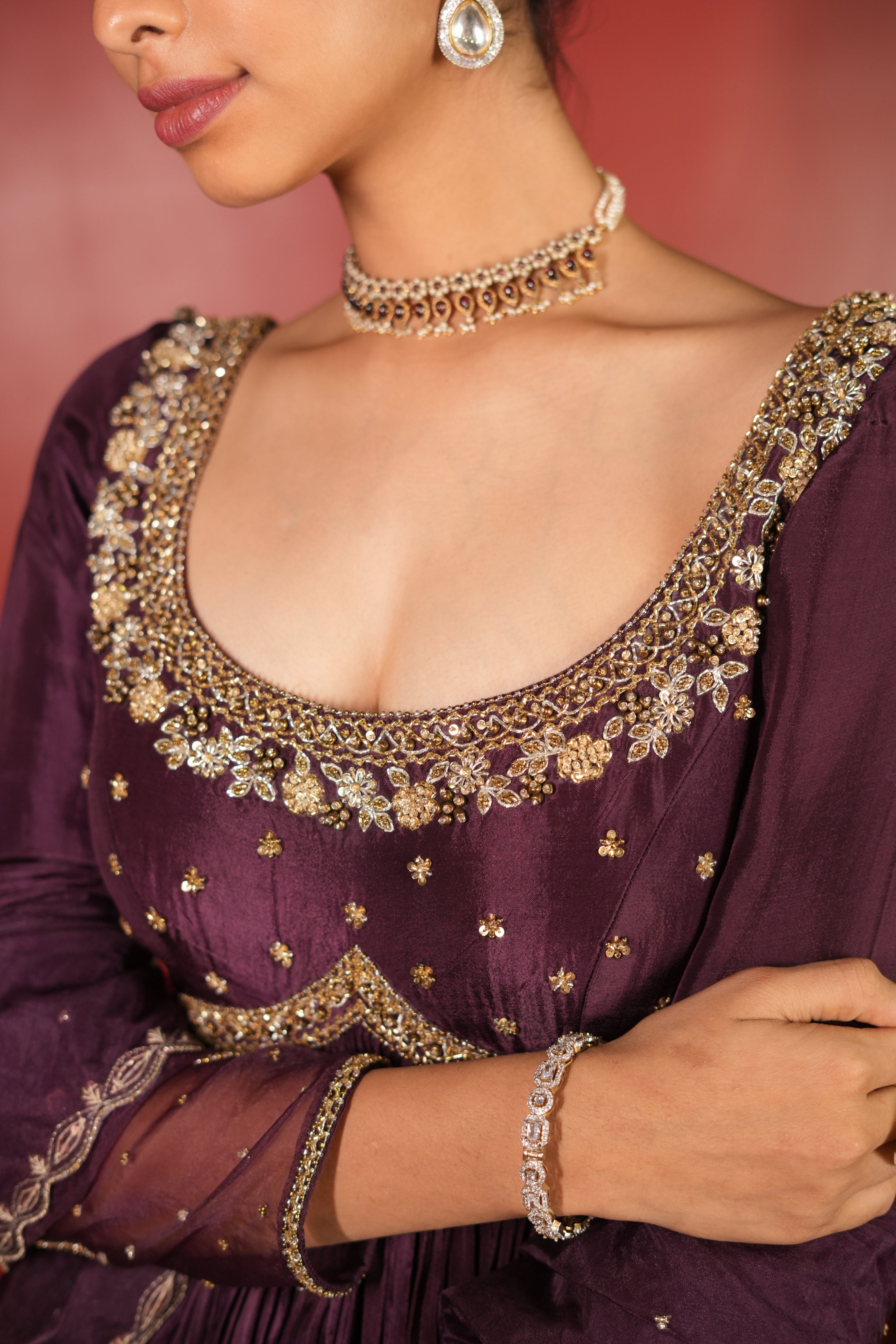 Dark Purple Dress With Pants