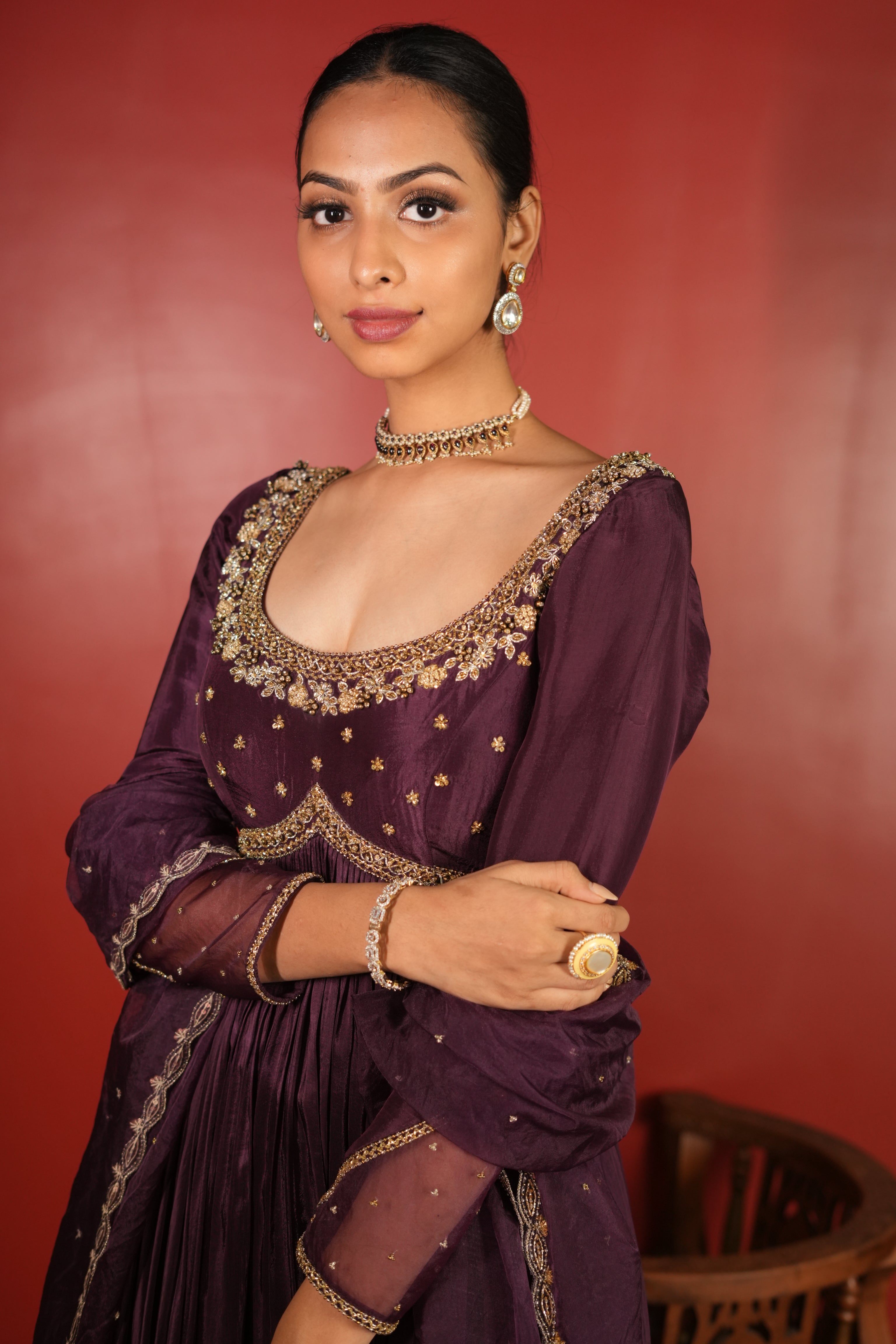 Dark Purple Dress With Pants