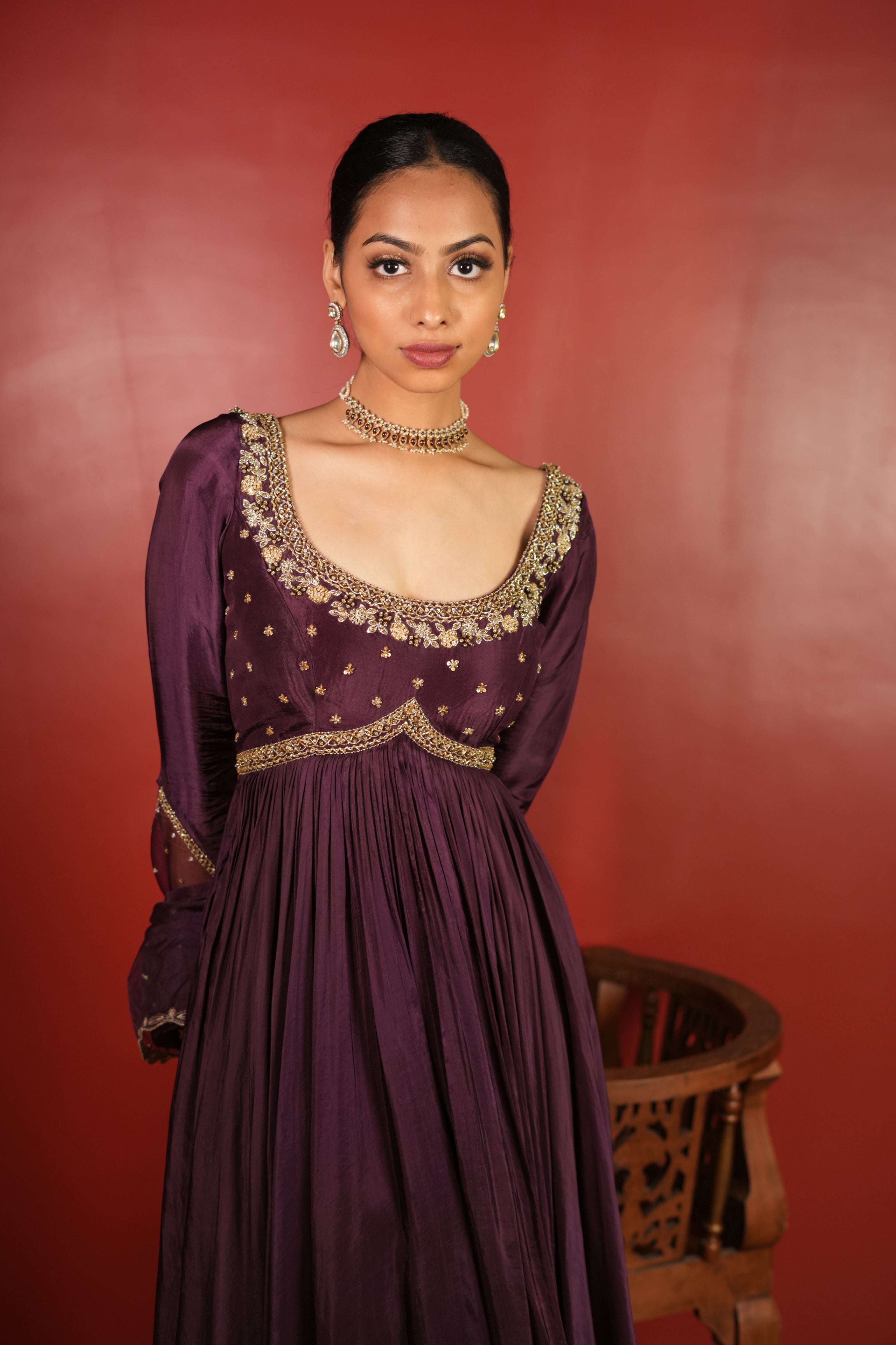 Dark Purple Dress With Pants