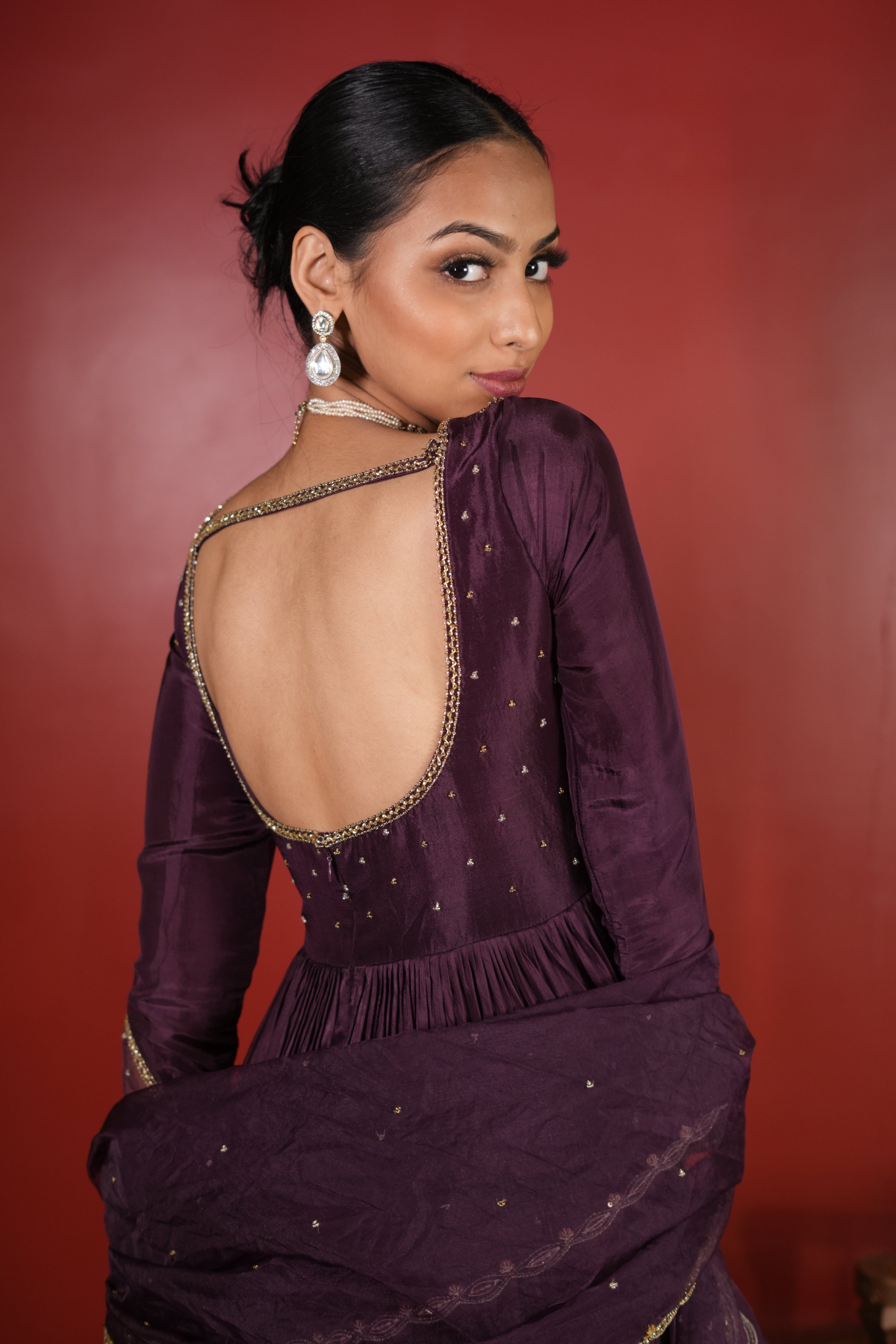 Dark Purple Dress With Pants