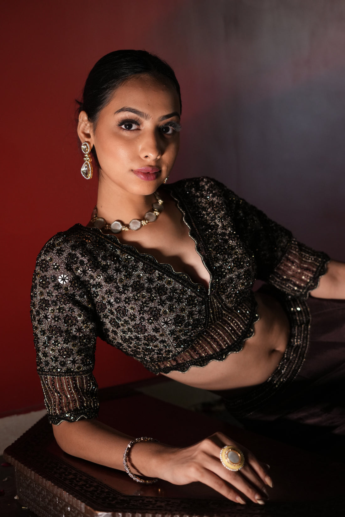 Dark Brown Lehenga Set