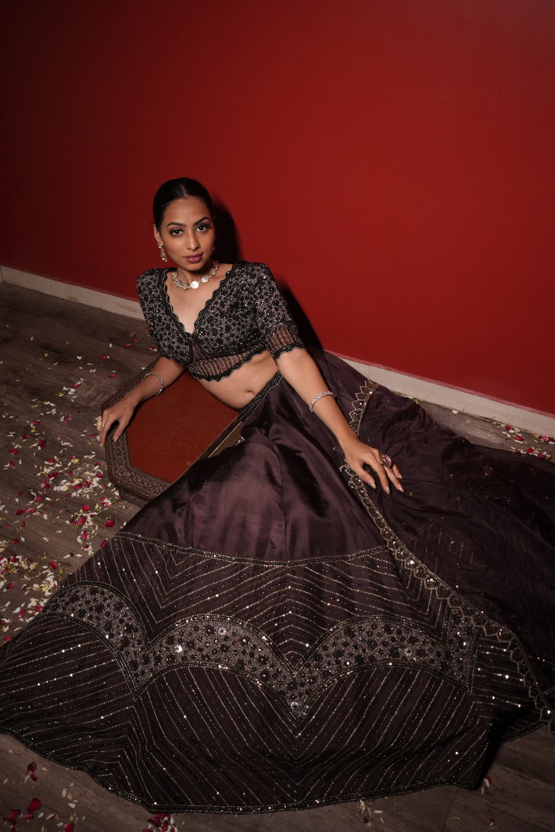 Dark Brown Lehenga Set