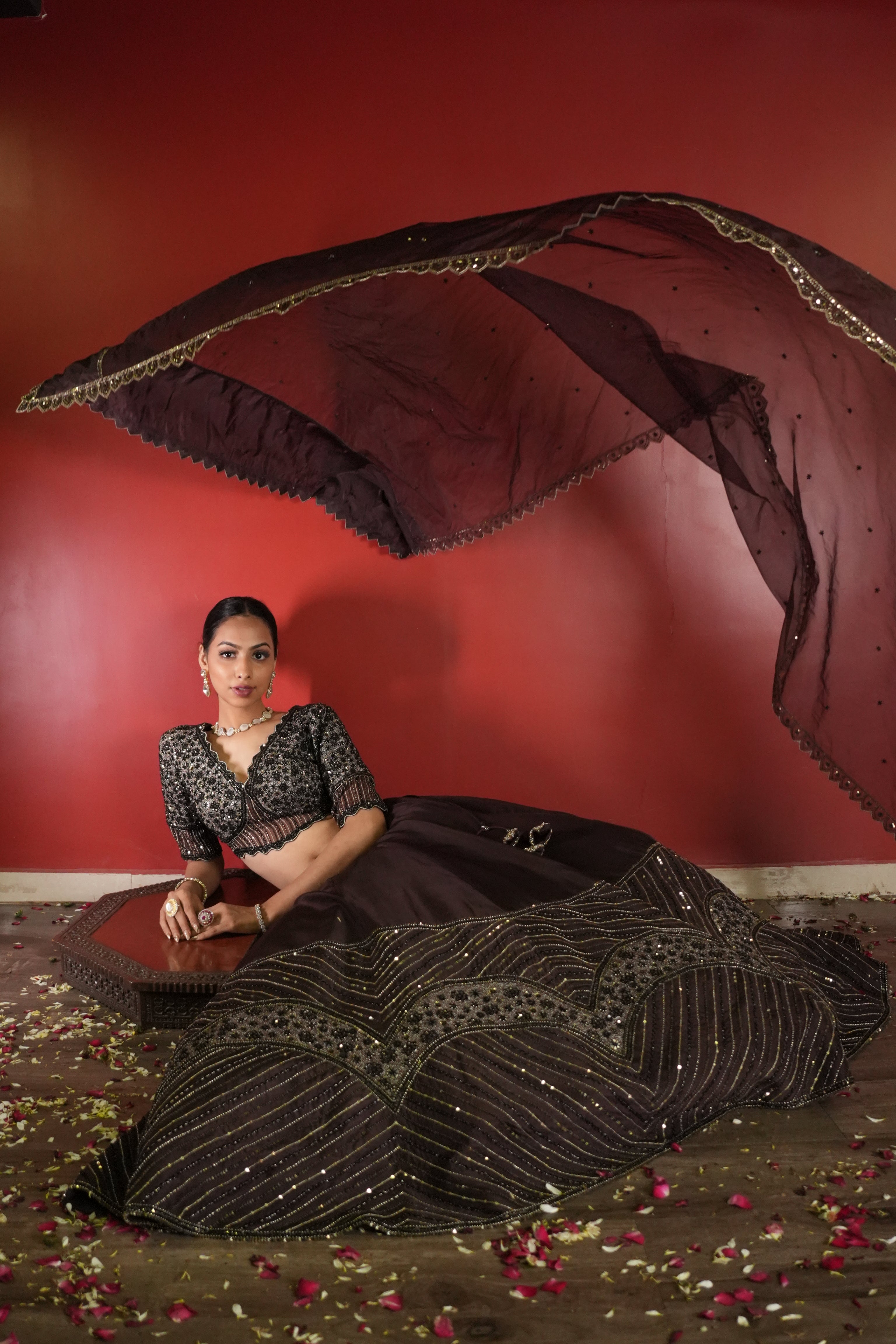 Dark Brown Lehenga Set