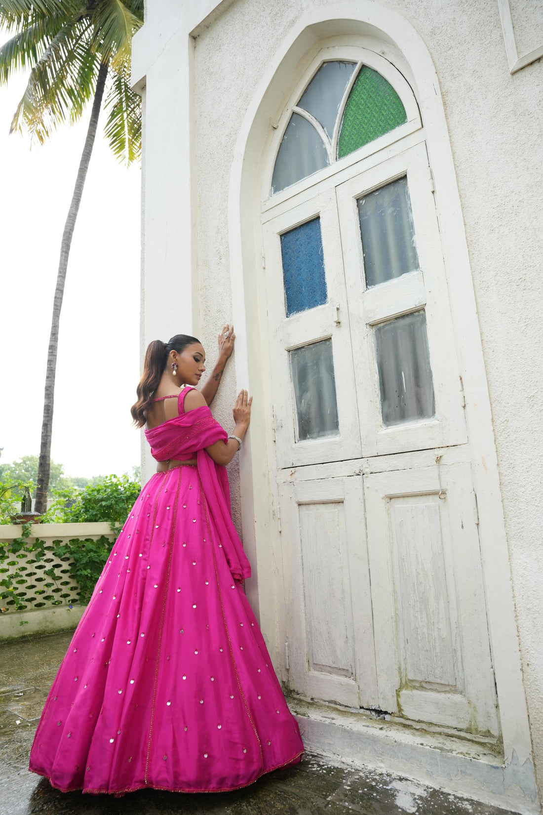 Hot Pink (Tone On Tone Work) Lehenga