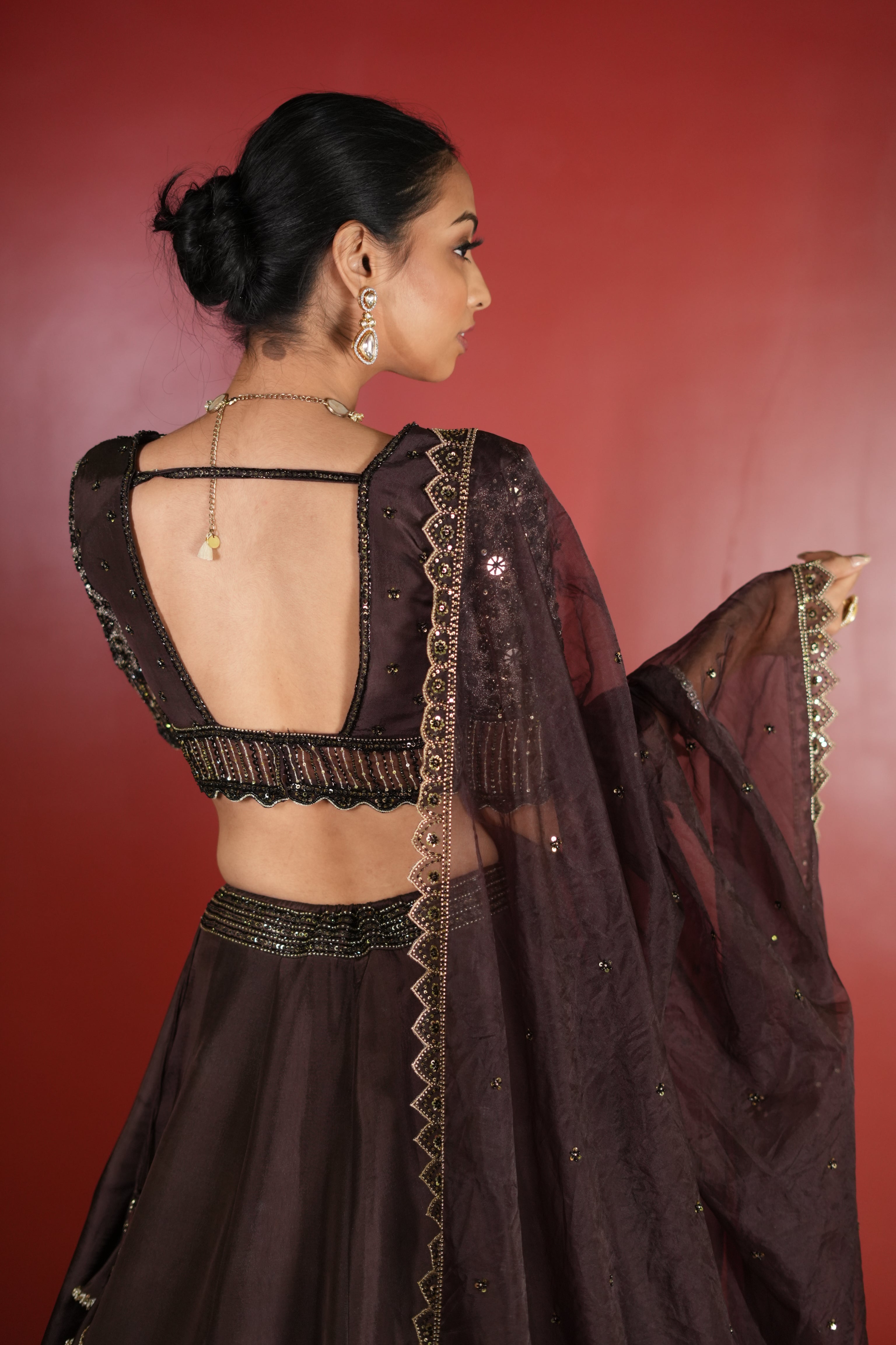Dark Brown Lehenga Set