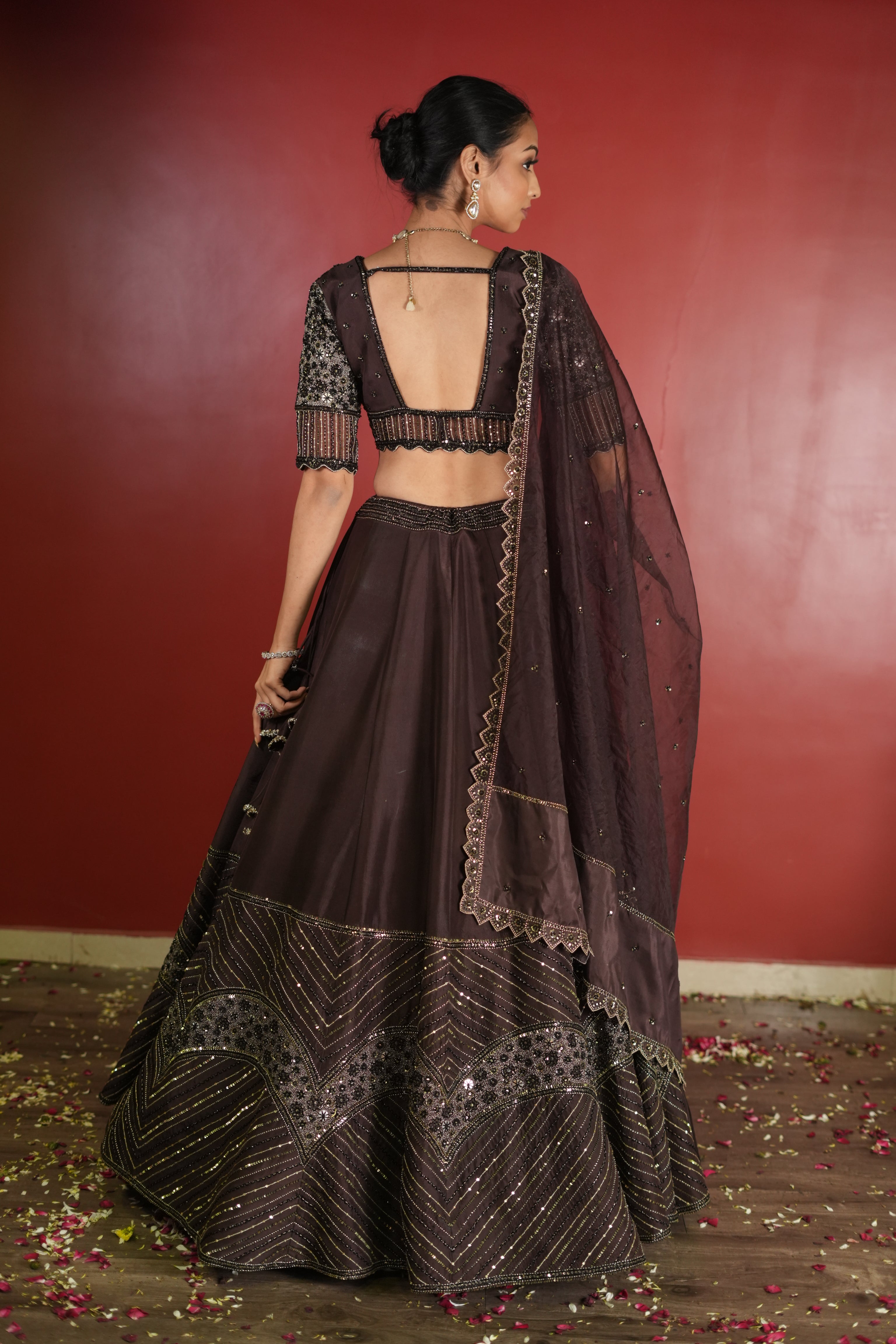 Dark Brown Lehenga Set