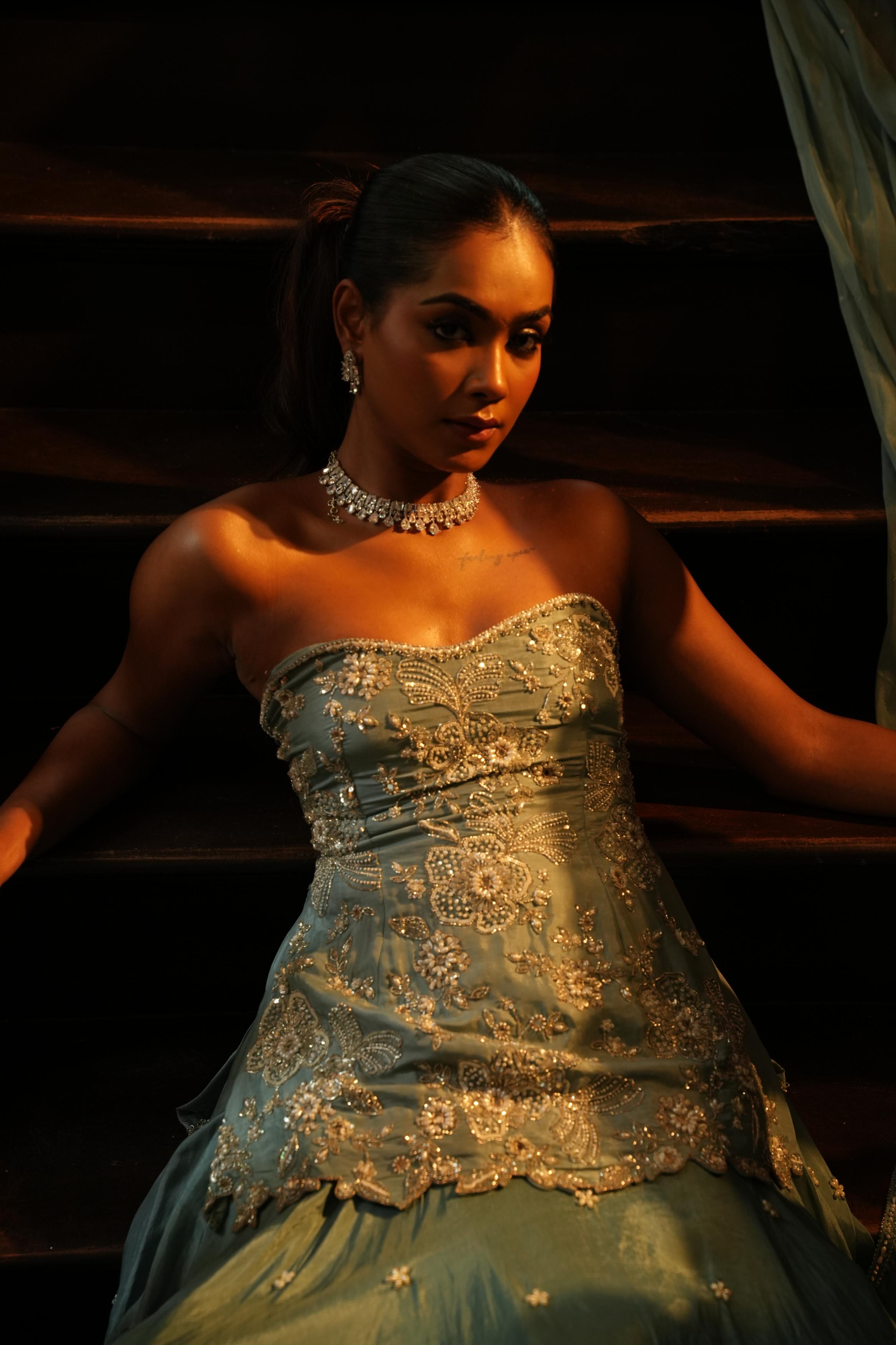 Pastle Sky Blue ( StrapLess) Lehenga