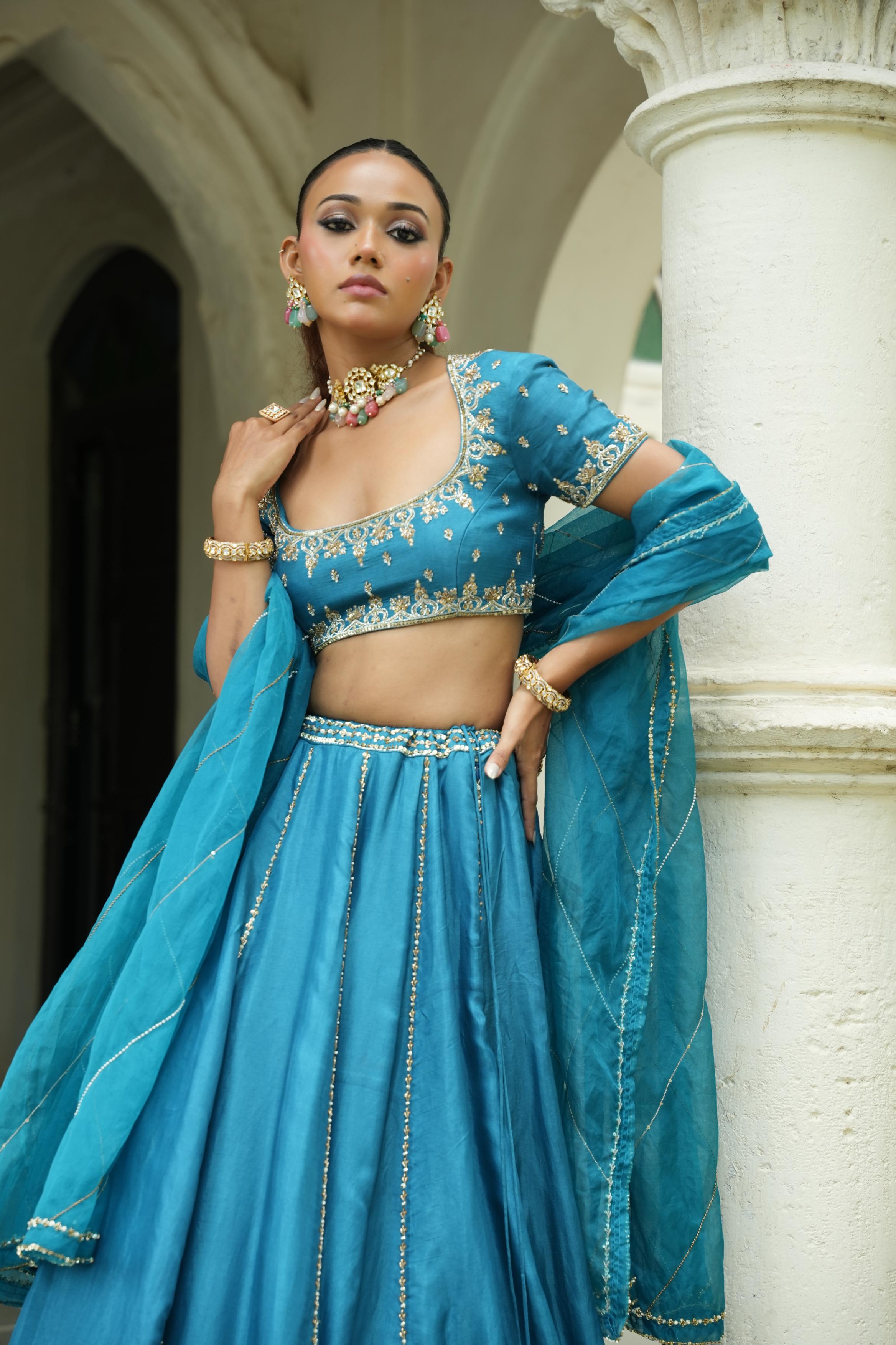 Peacock Blue Lehenga