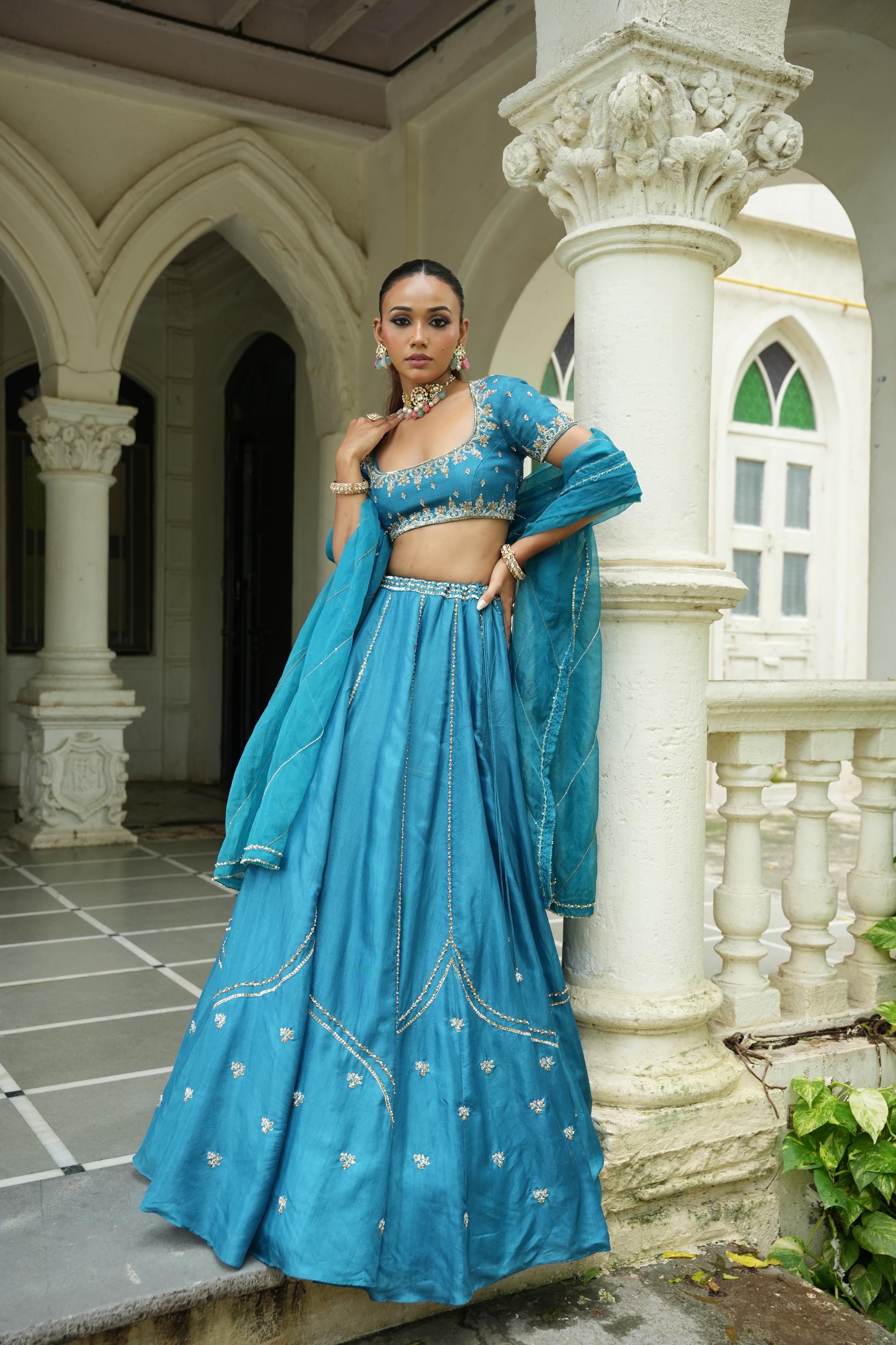 Peacock Blue Lehenga