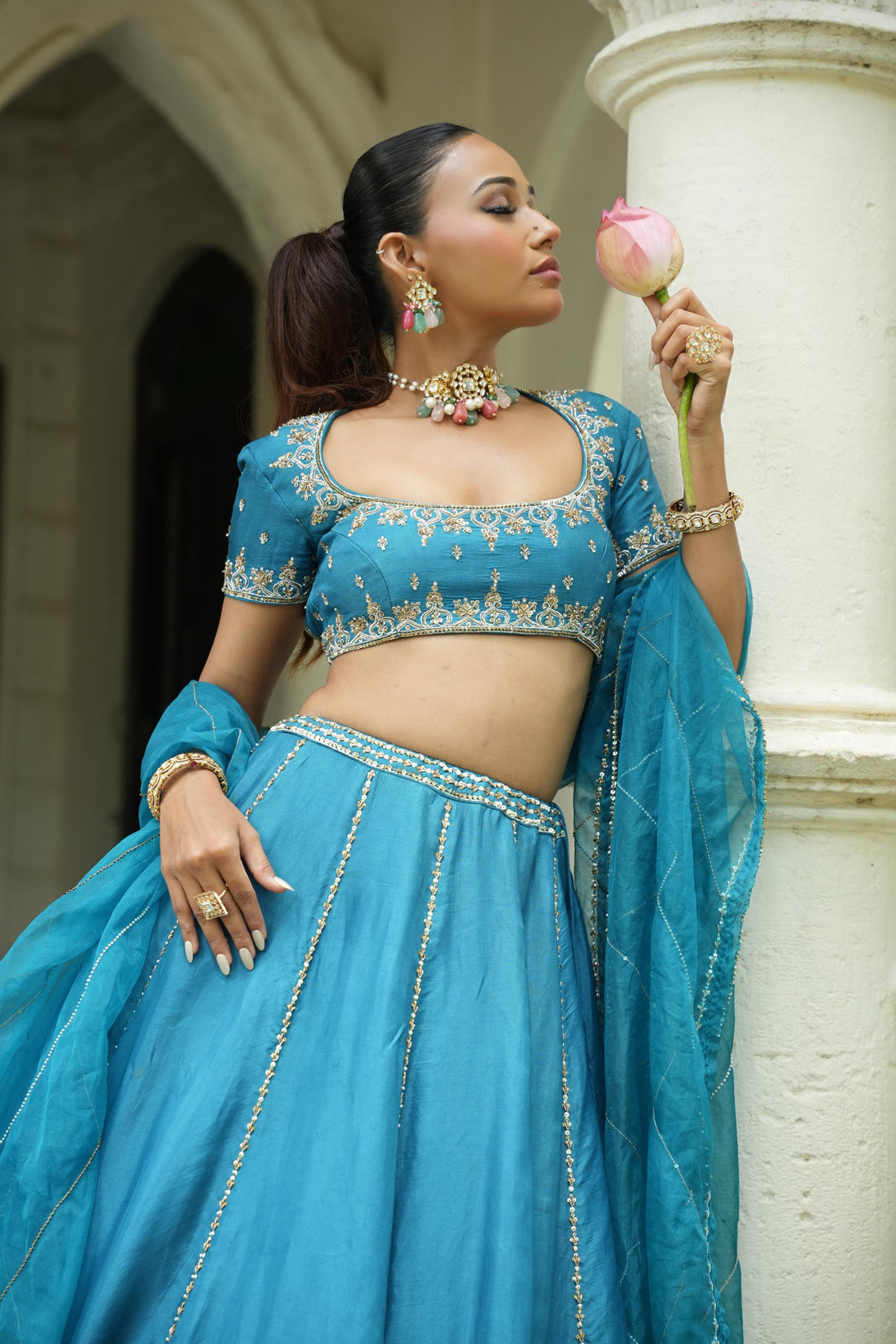 Peacock Blue Lehenga