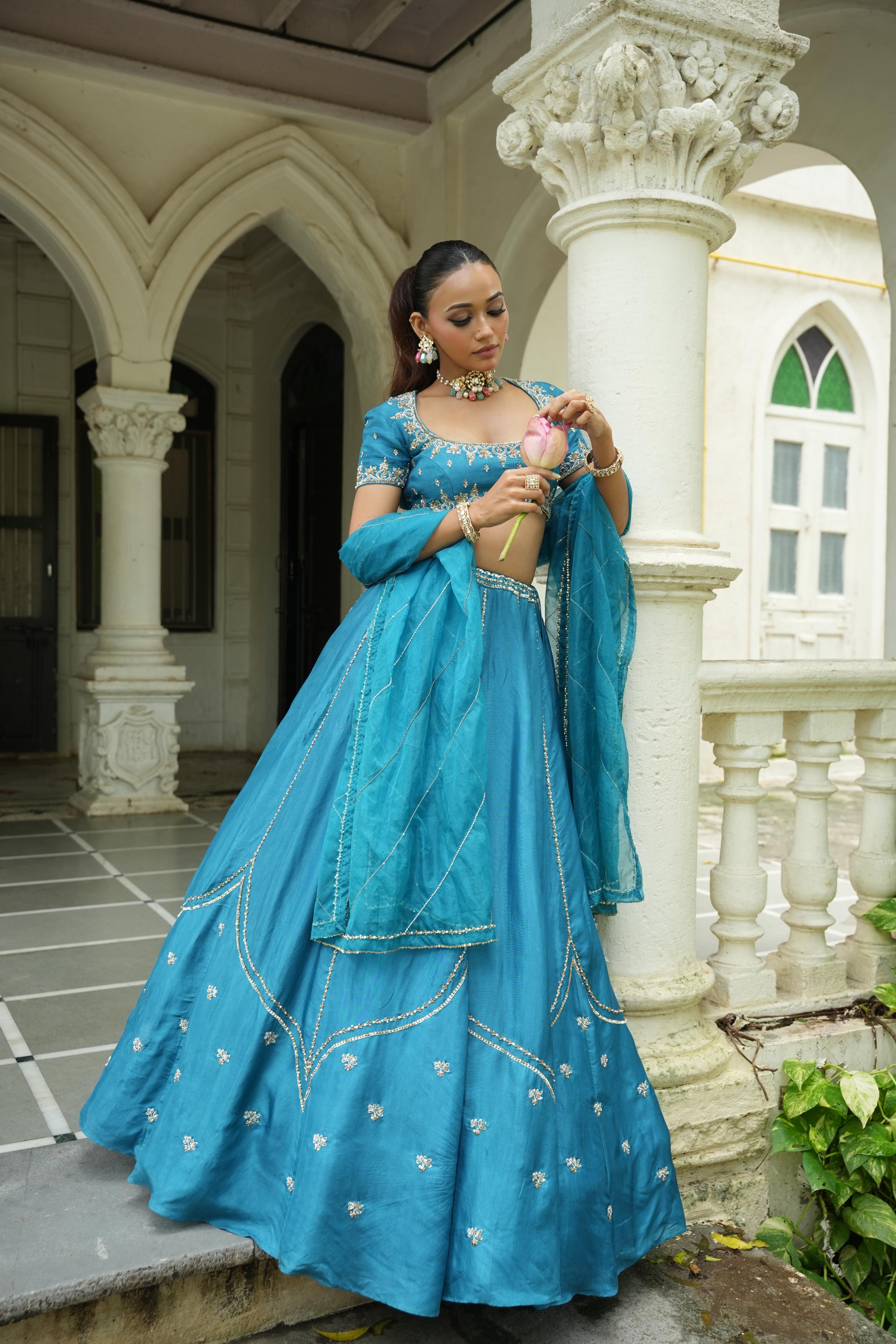 Peacock Blue Lehenga