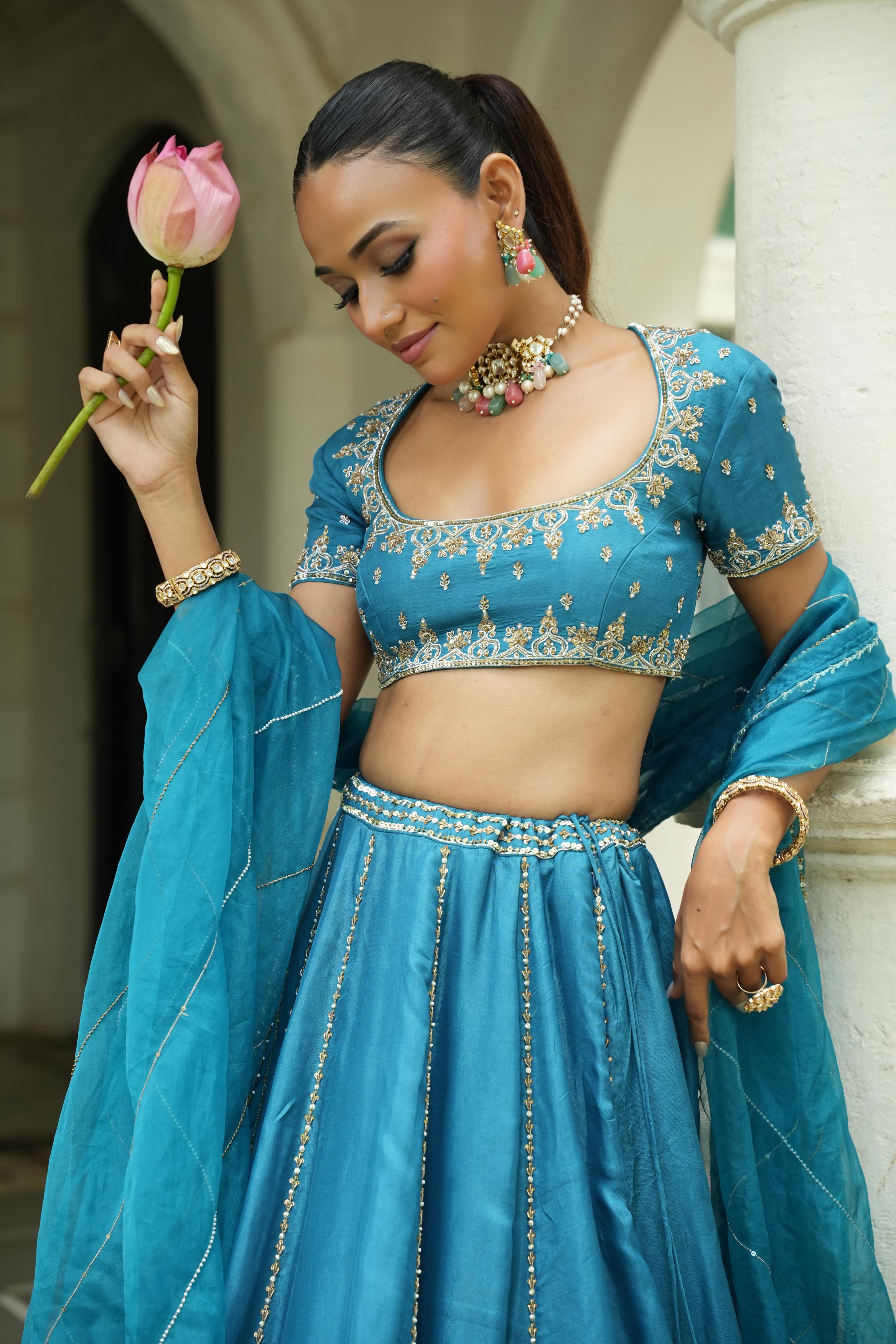 Peacock Blue Lehenga