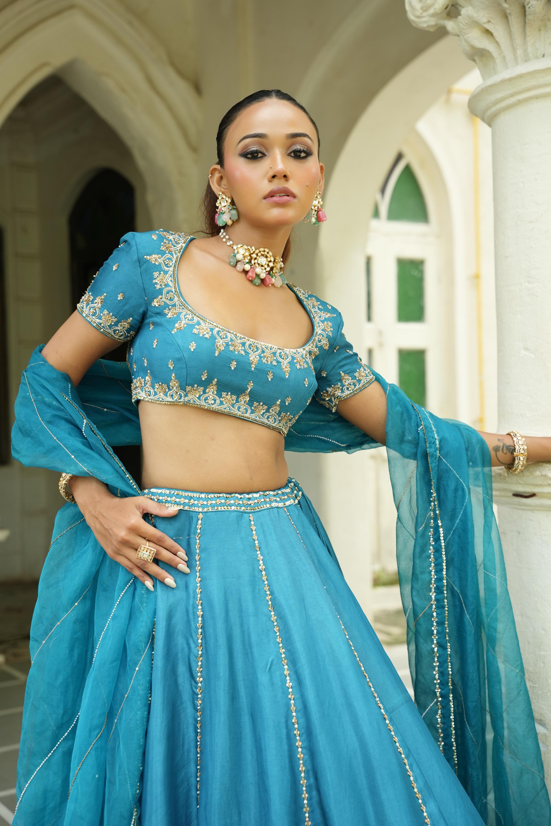 Peacock Blue Lehenga