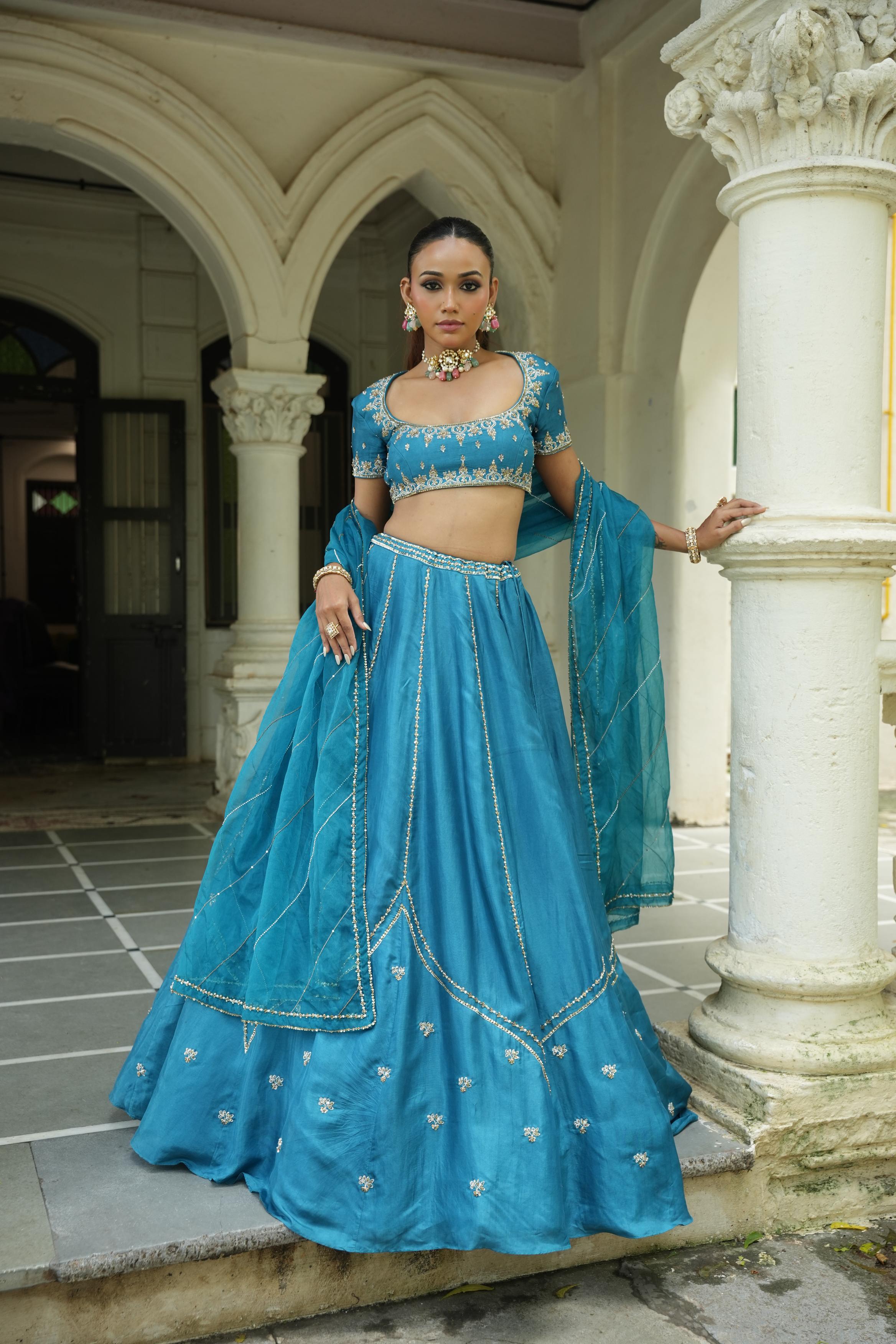 Peacock Blue Lehenga