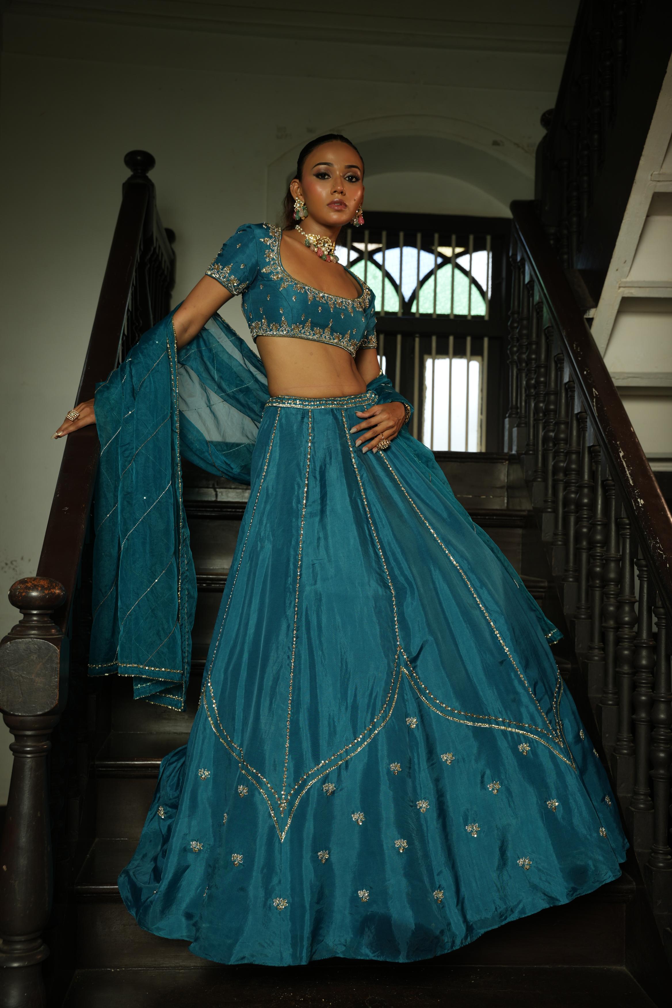 Peacock Blue Lehenga