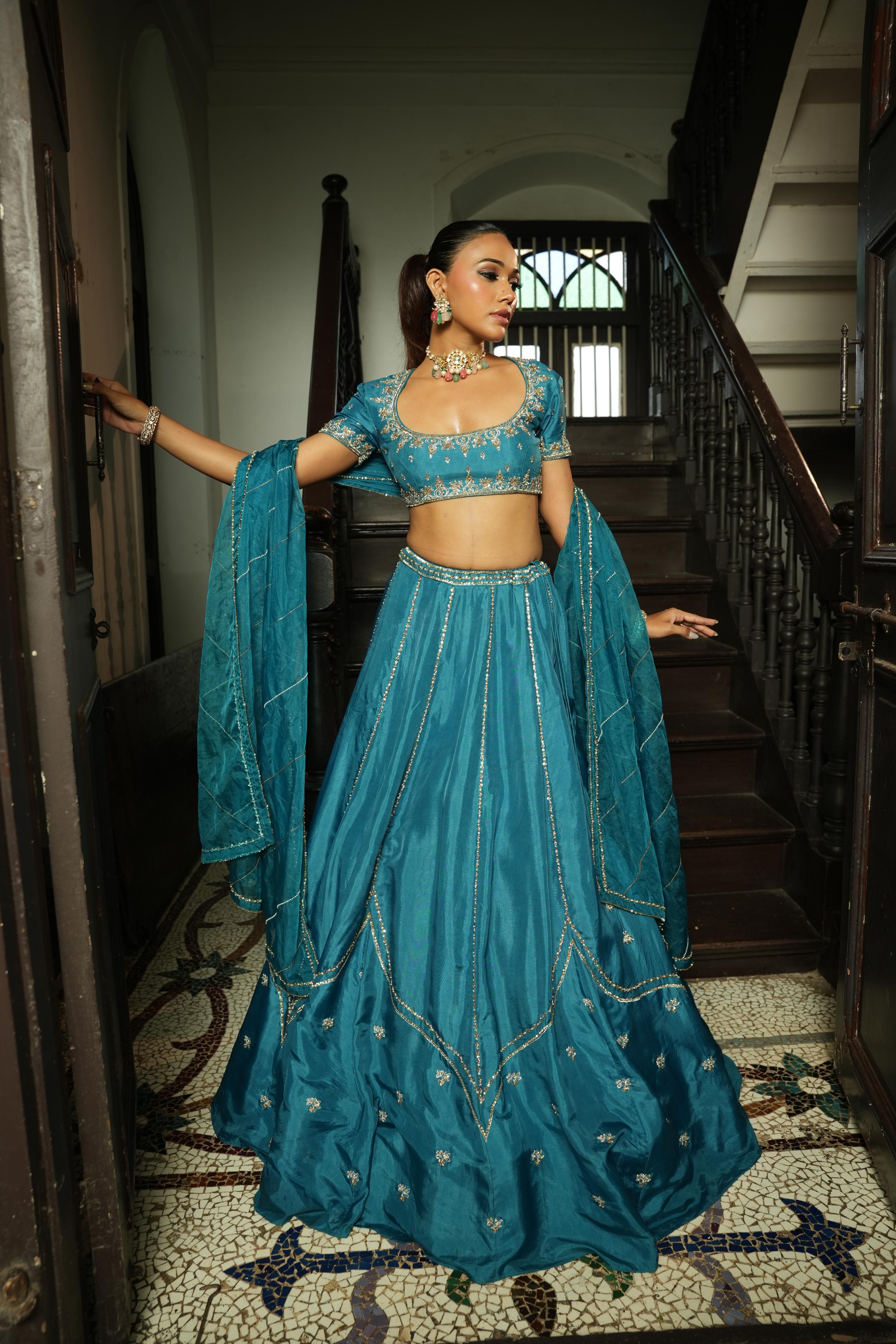 Peacock Blue Lehenga