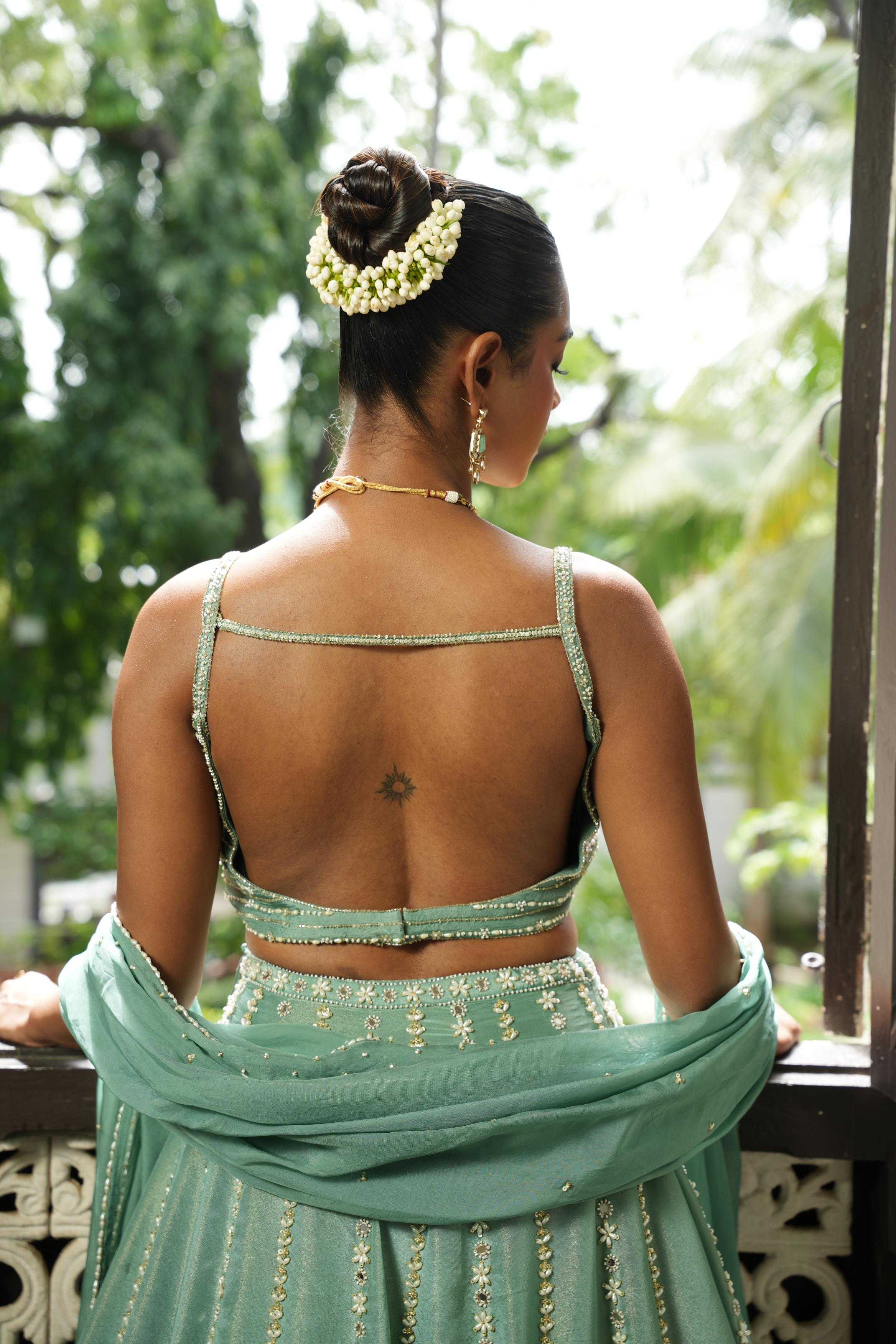 Ocean Blue Zari Lehenga