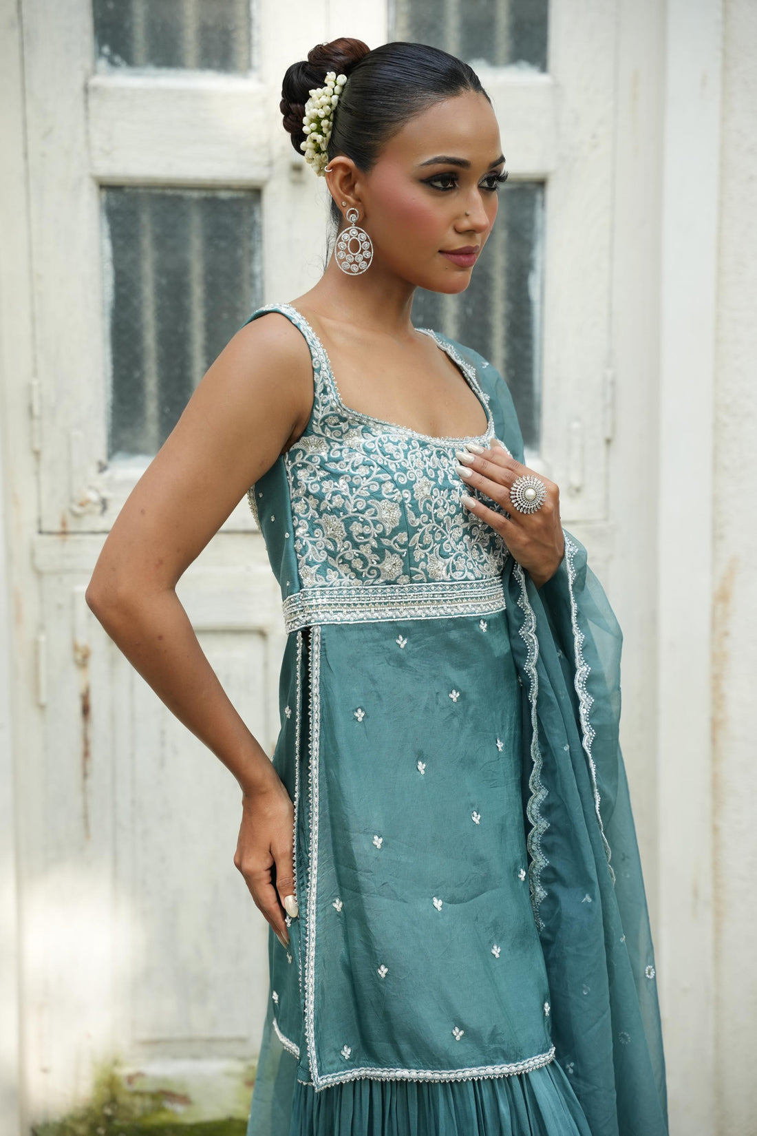 Turqouise Blue (SleeveLess) Gharara Set