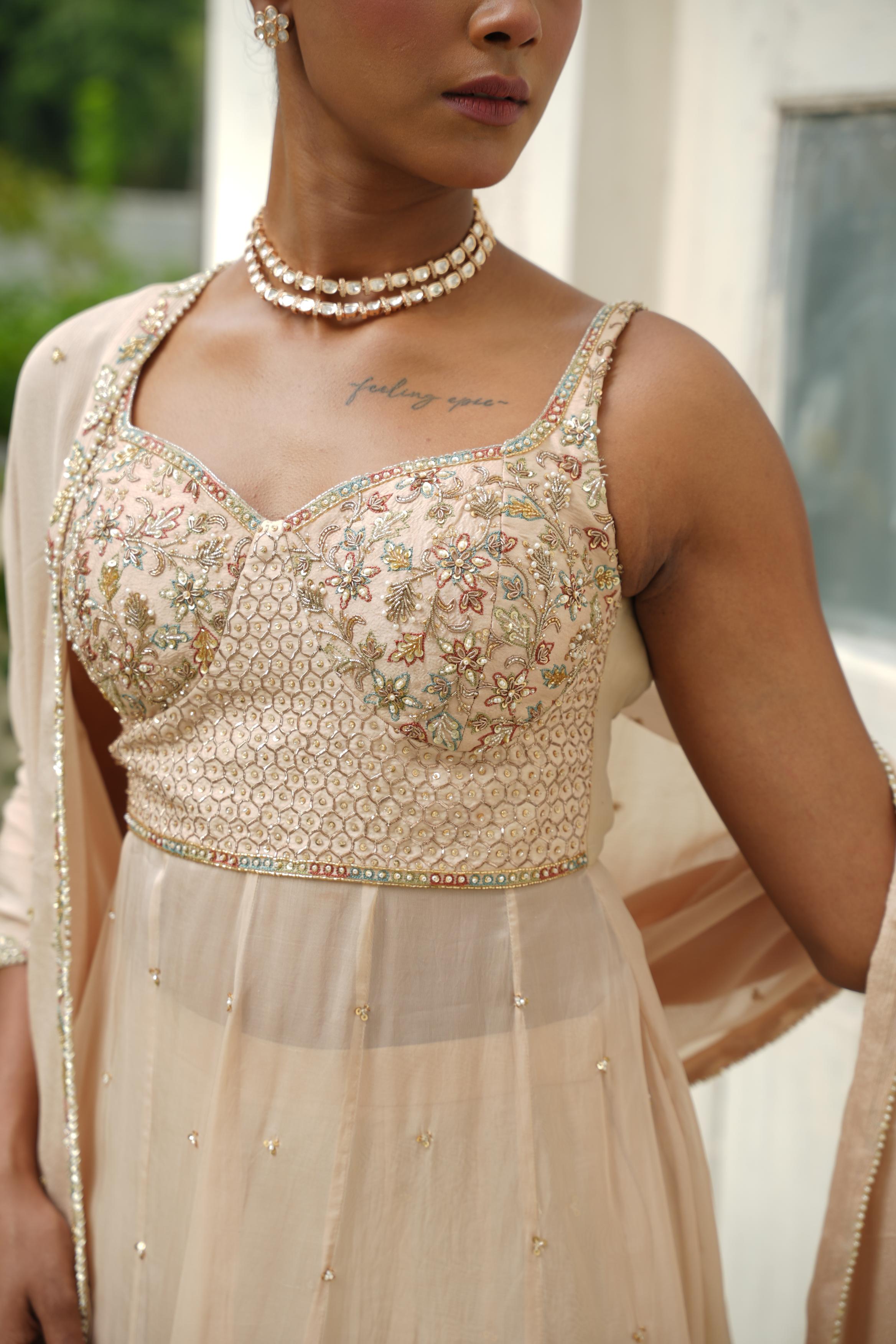 Ivory (Resham Details) Sharara Set