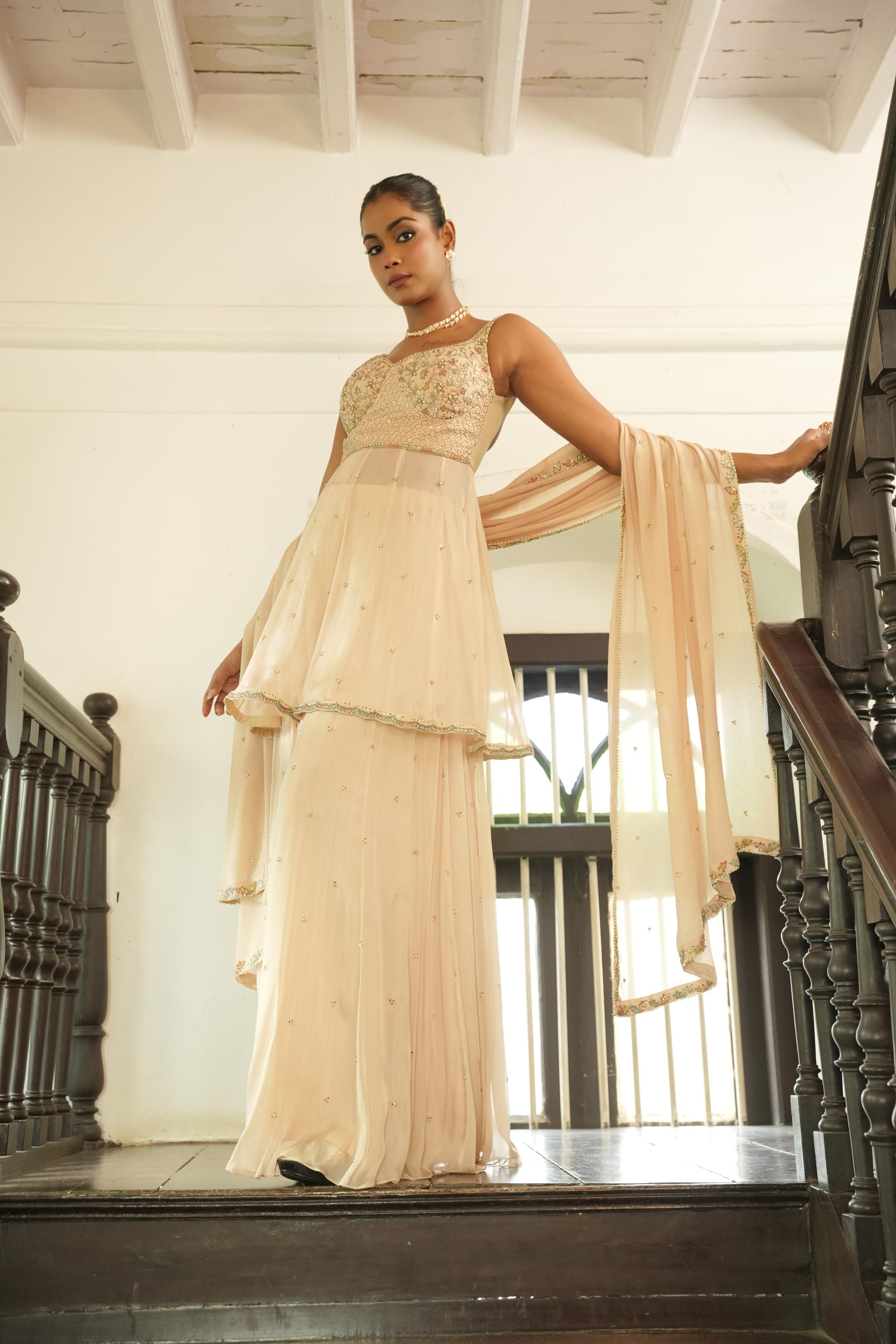 Ivory (Resham Details) Sharara Set