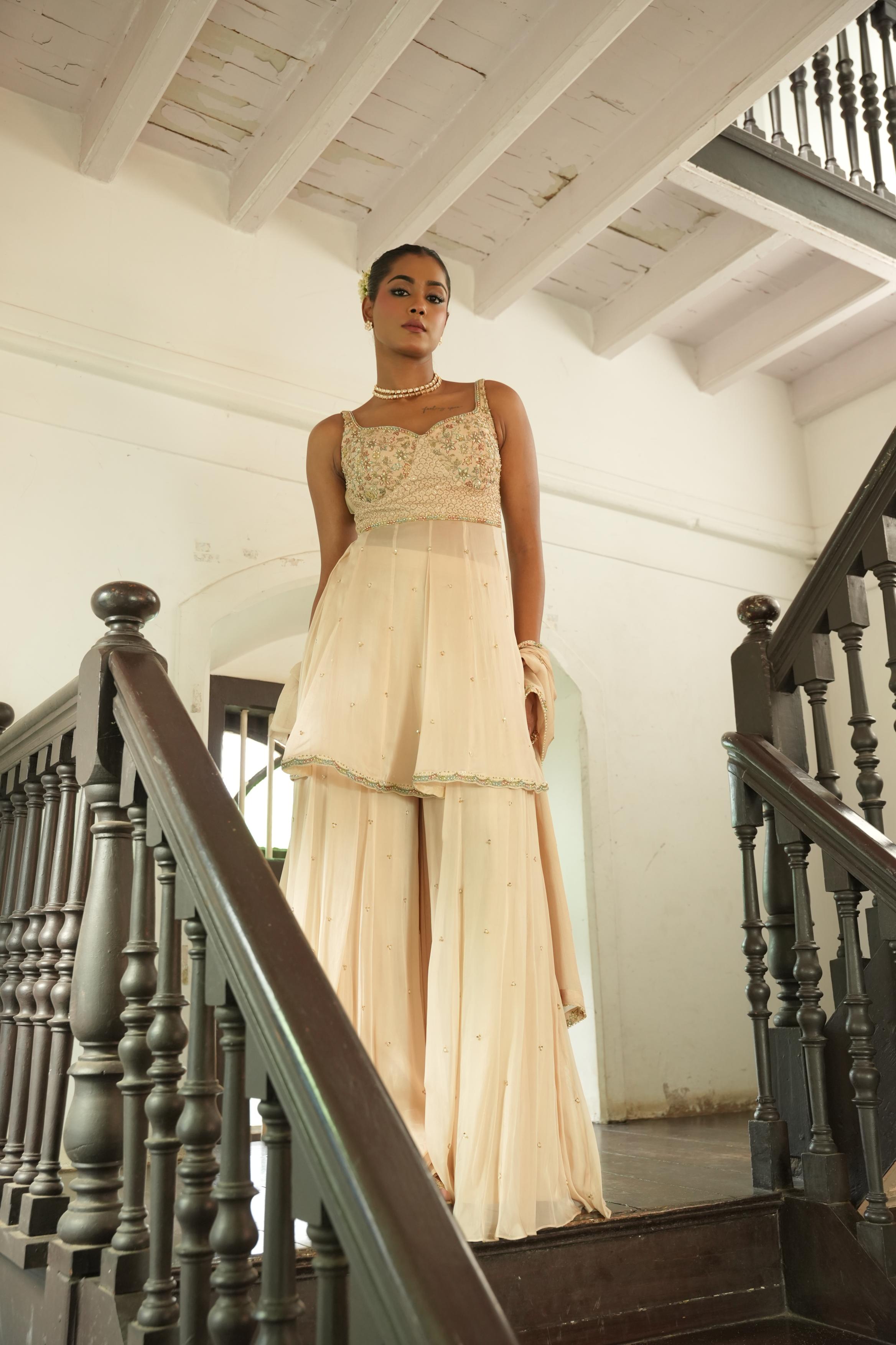 Ivory (Resham Details) Sharara Set