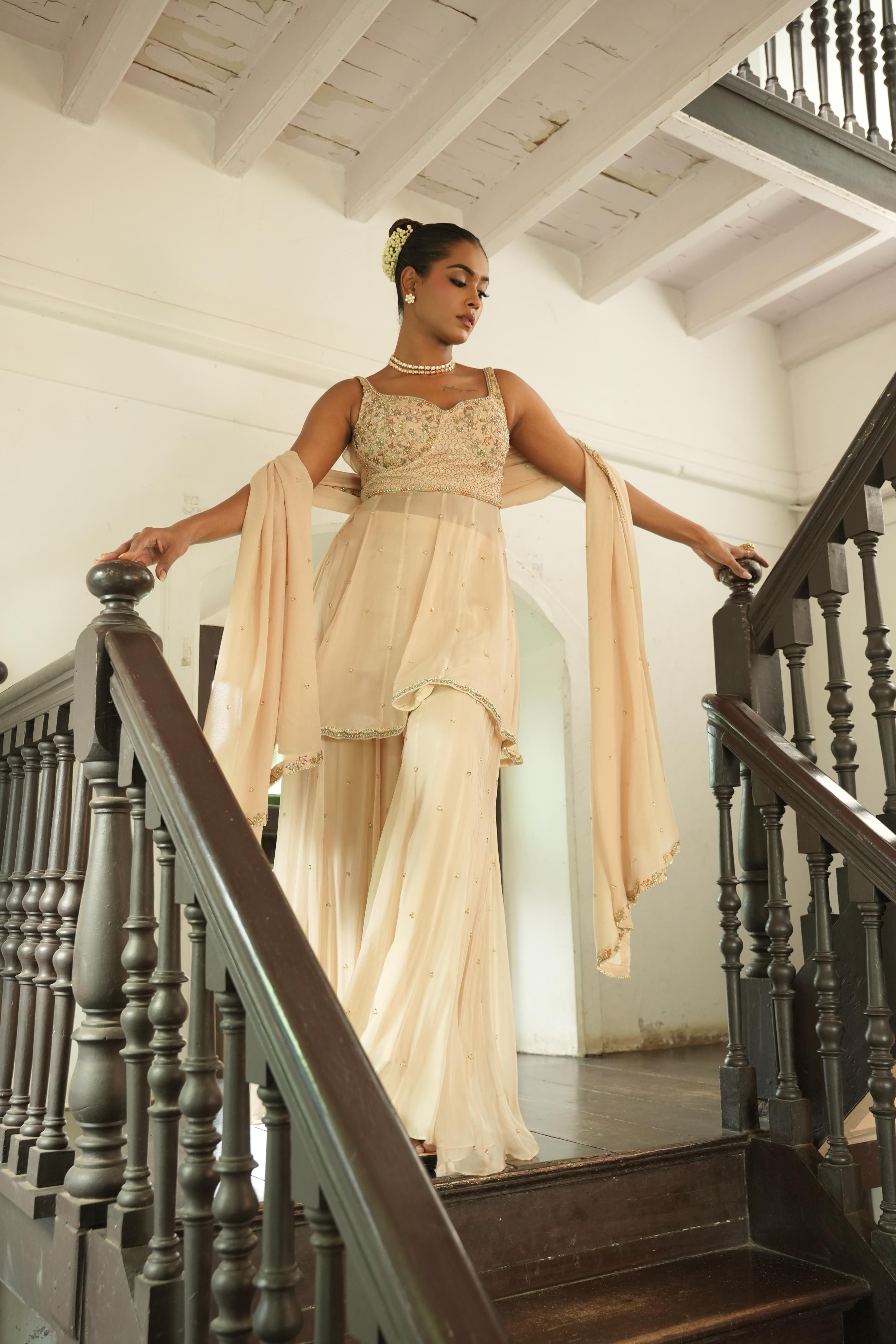 Ivory (Resham Details) Sharara Set